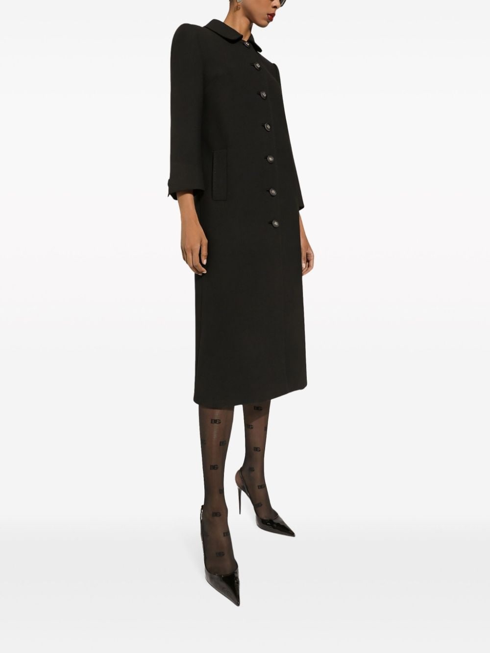 logo-button single-breasted coat - 3