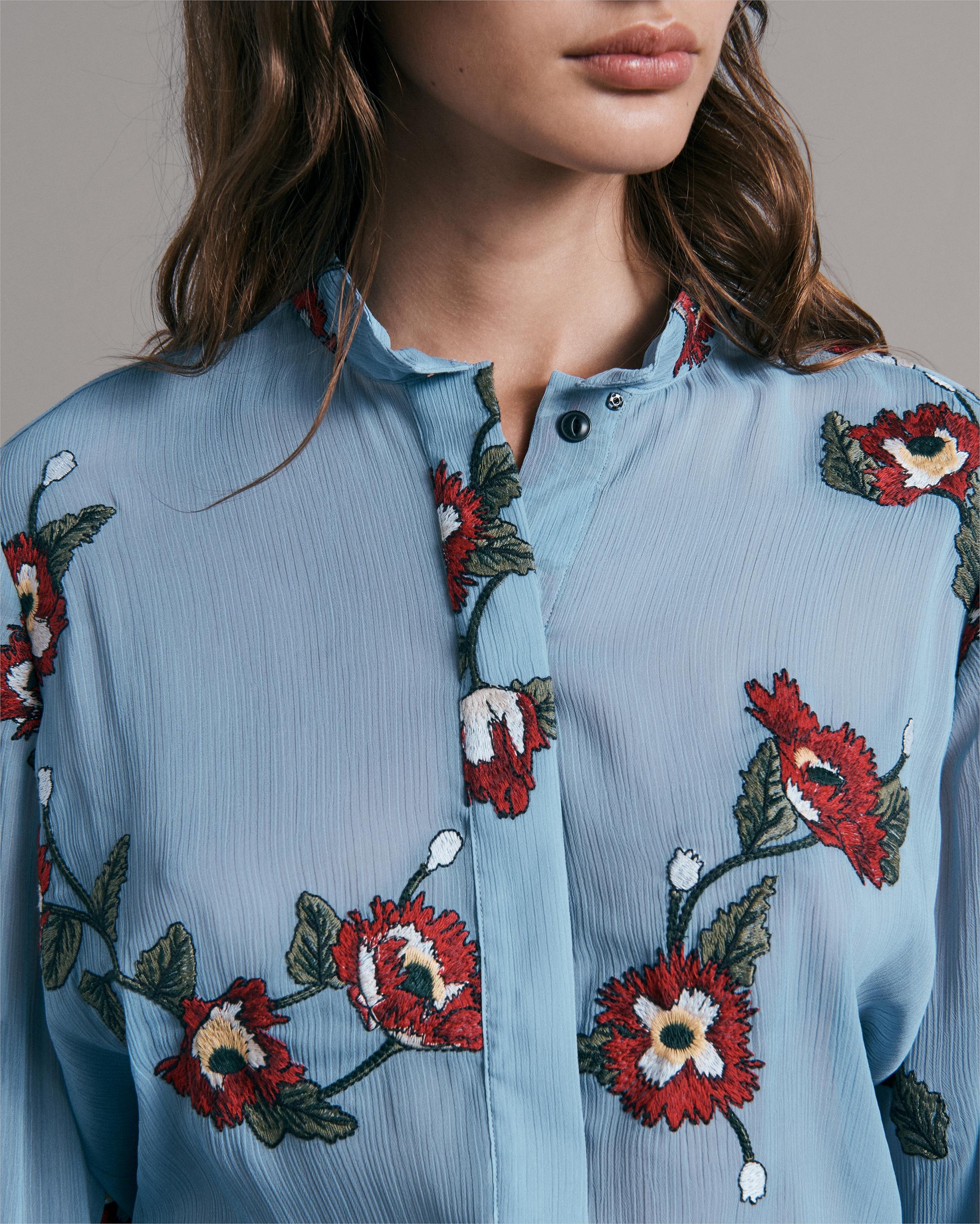 Stevie Floral Embroidery Button Down Shirt