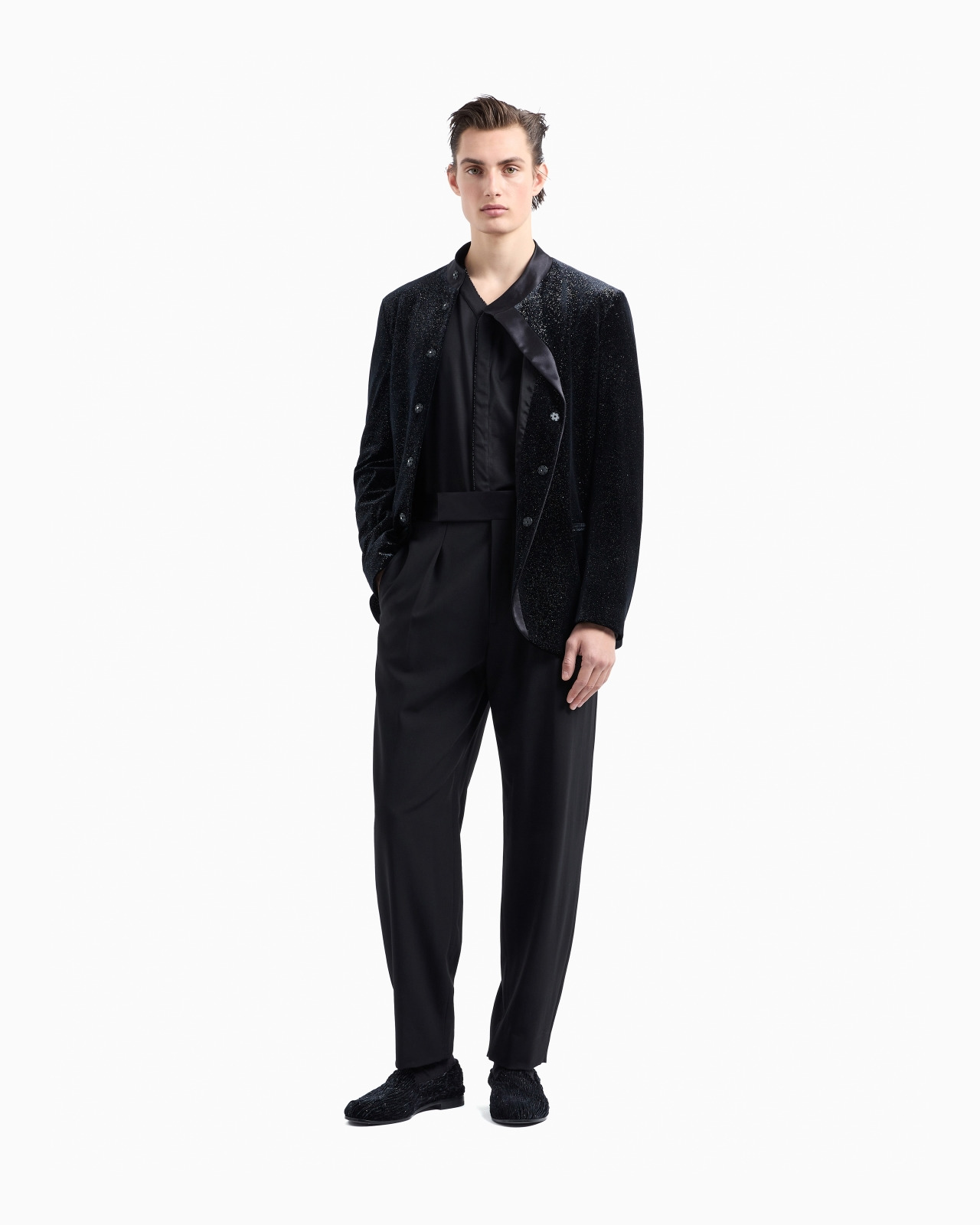 Giorgio's silk interlock shirt with rhinestone piping - 2