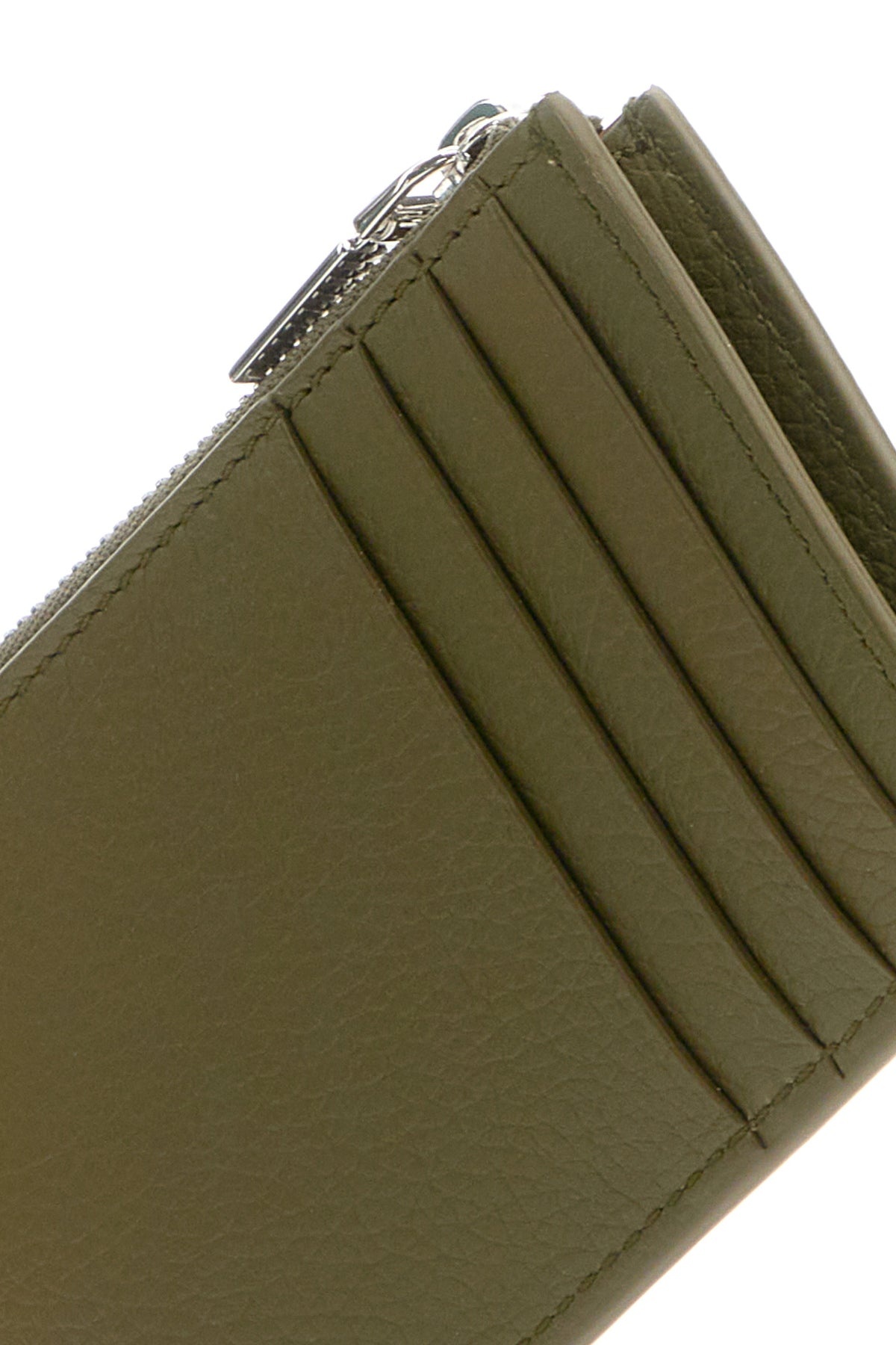 Army green leather card holder - 4