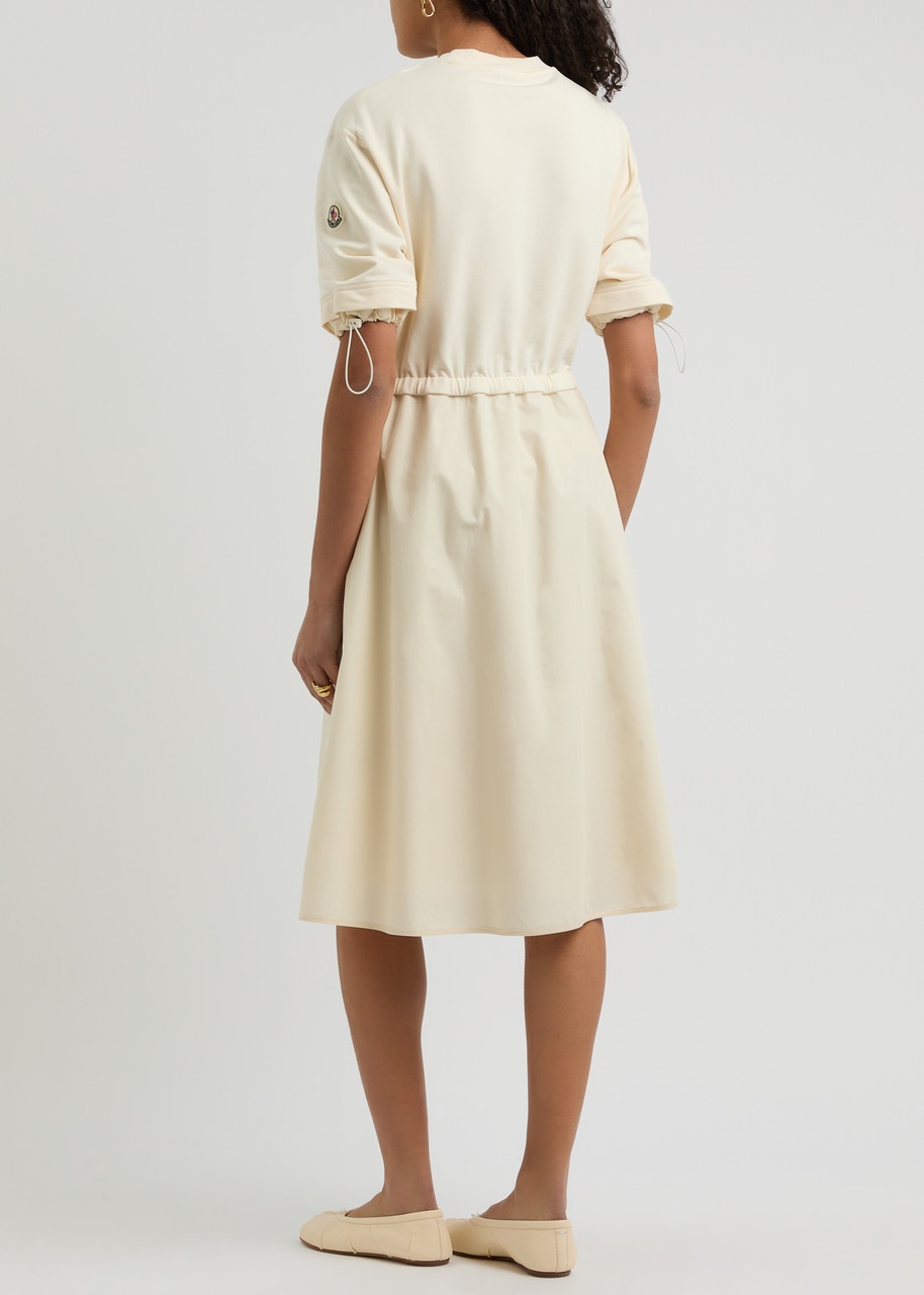 Moncler Moncler Abito Cotton and Woven Midi Dress