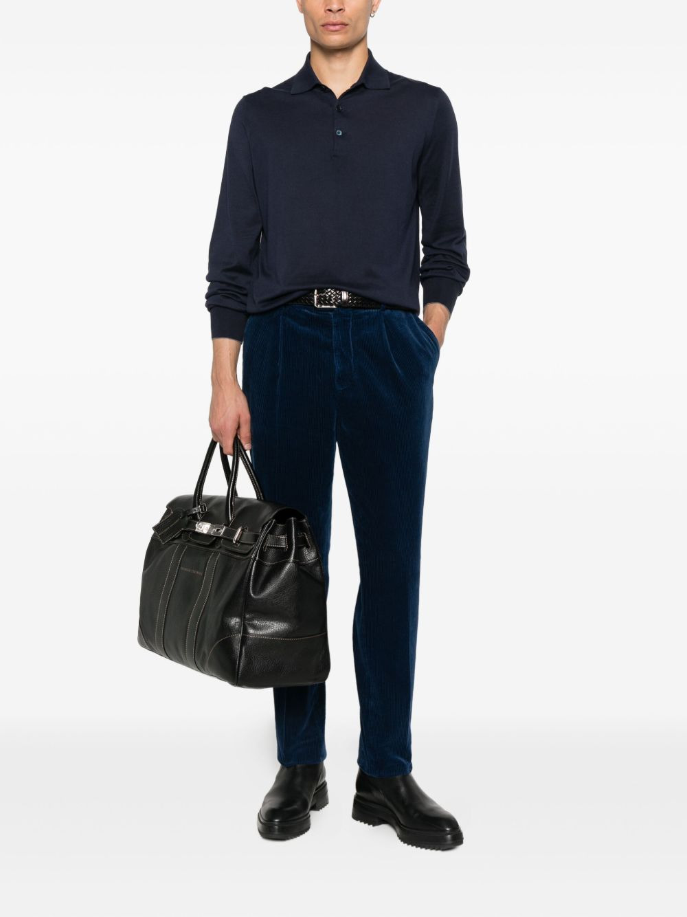 corduroy pleated-front trousers - 2