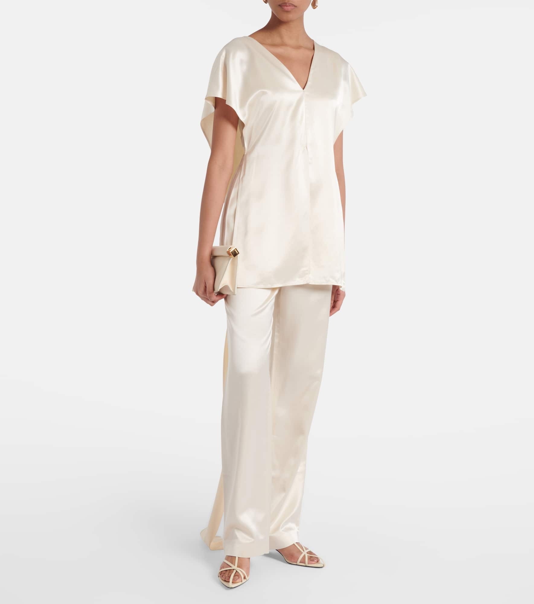 High-rise satin straight pants - 2