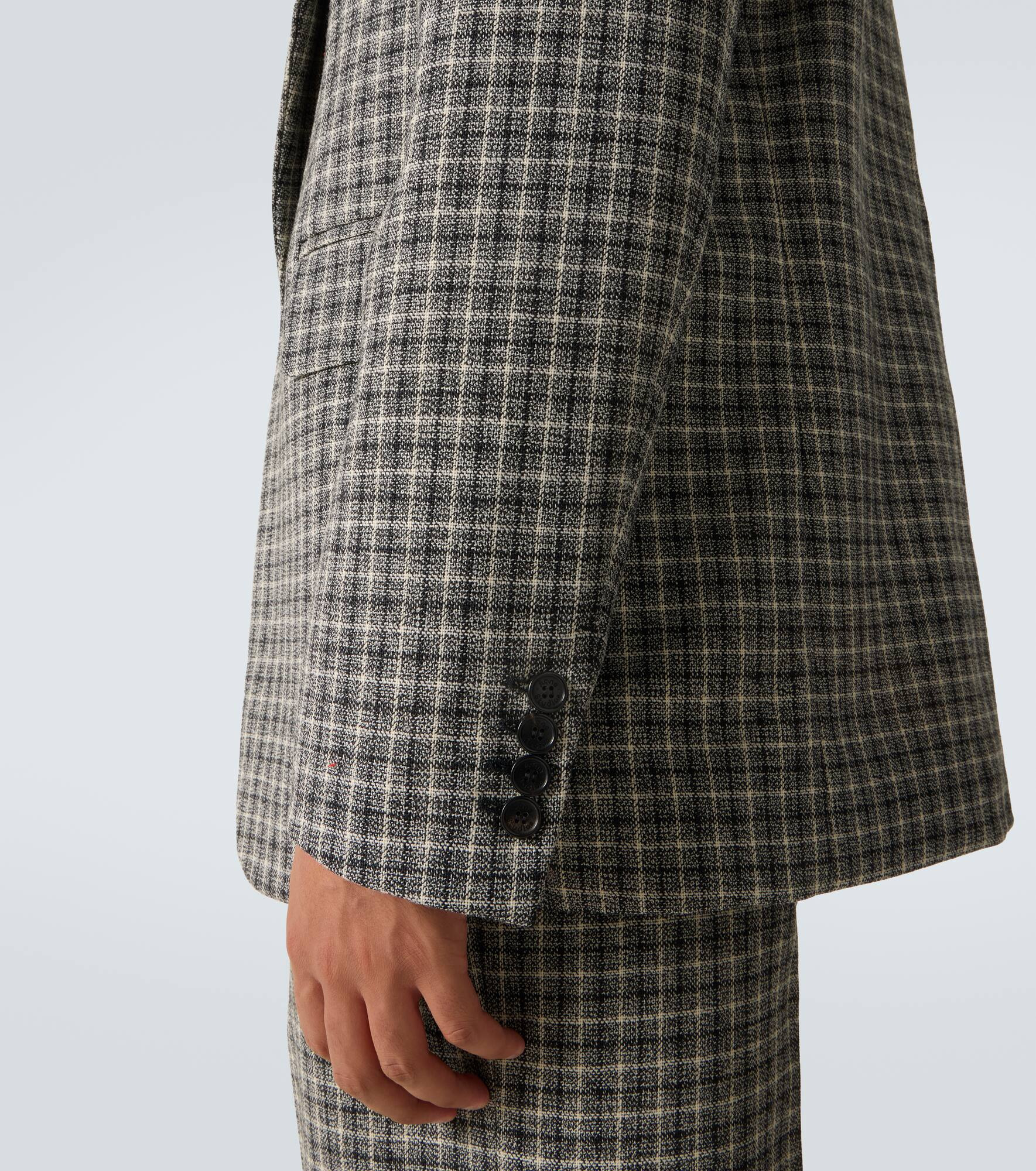 Checked wool suit jacket - 6