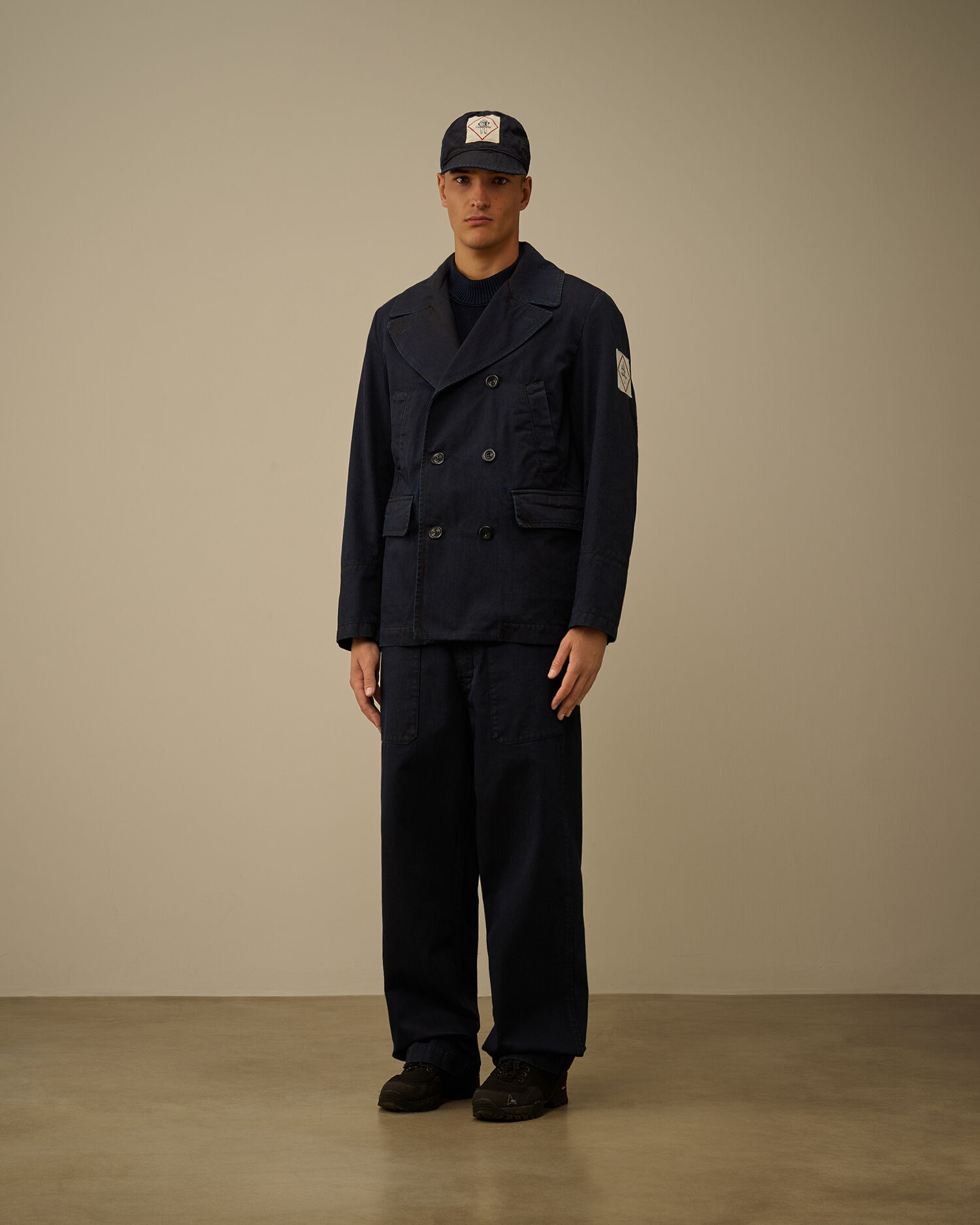3/4 Plated Denim Pea Coat - 2