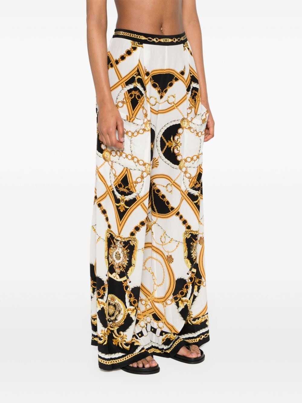 graphic-print silk flared trousers - 3