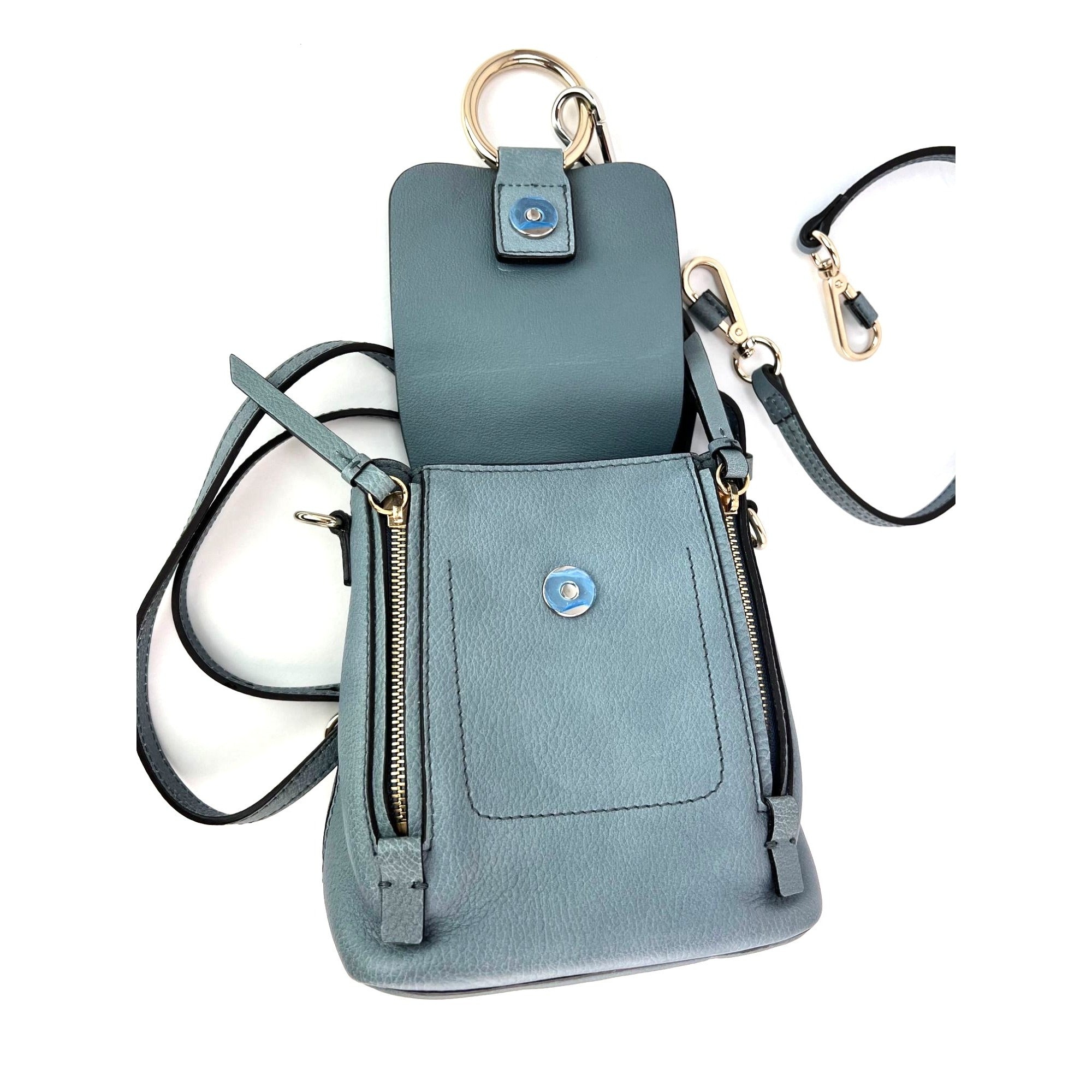 Chloe Blue Faye Mini Suede and Leather Backpack Bag - 11