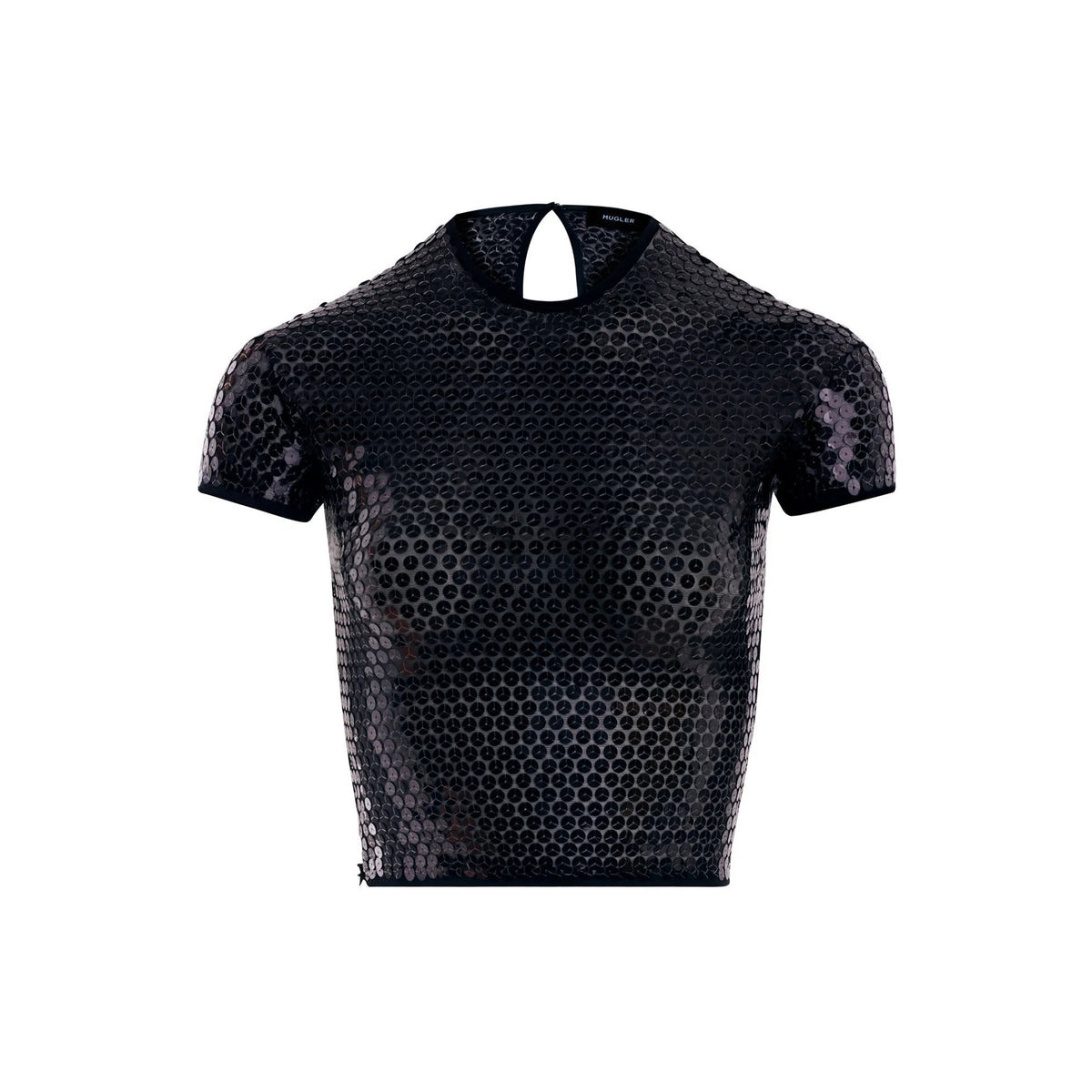 TULLE STRETCH TOP WITH SEQUINS (BLACK) - 6