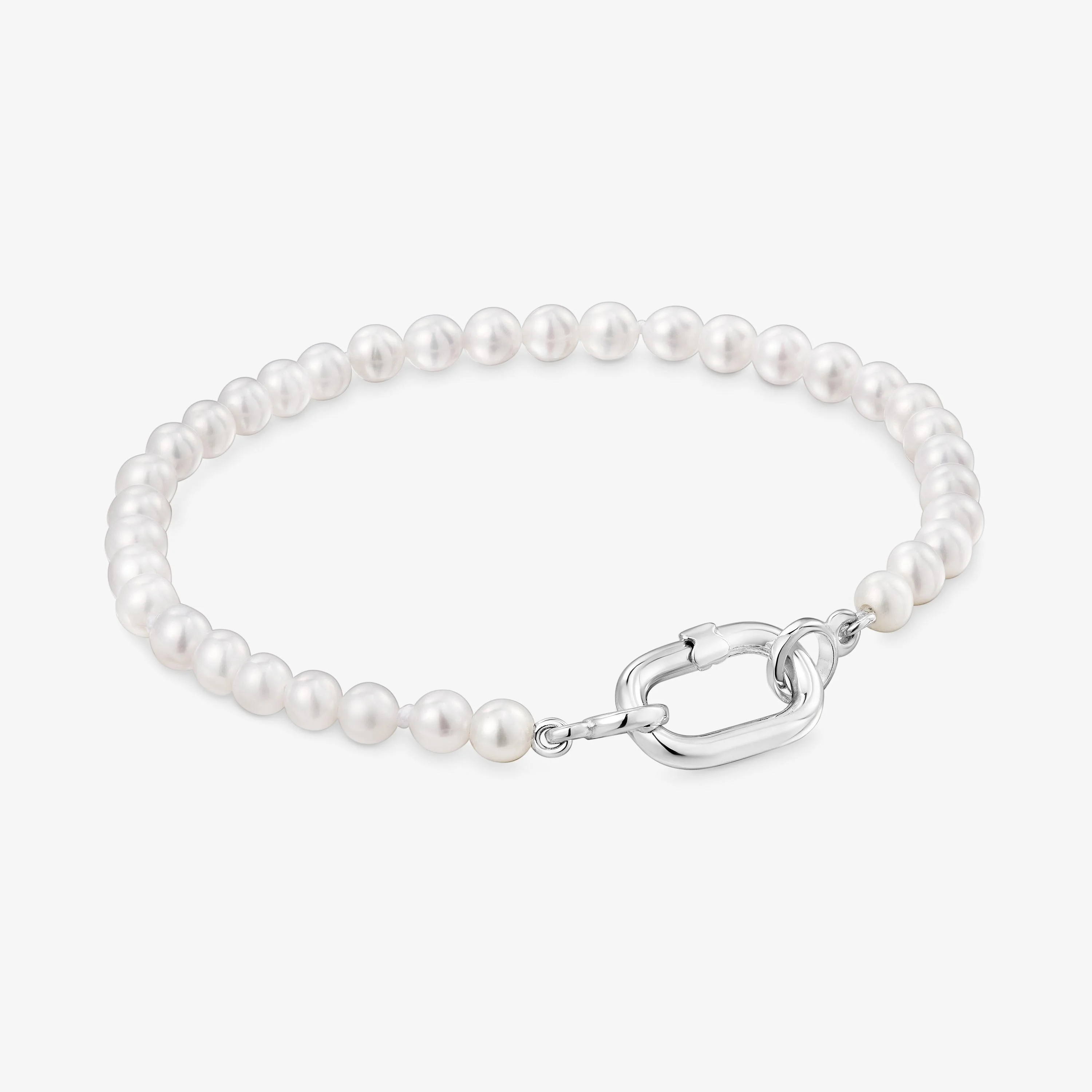 Bracelet with cultured pearls and silver ring Hold Oval - 1