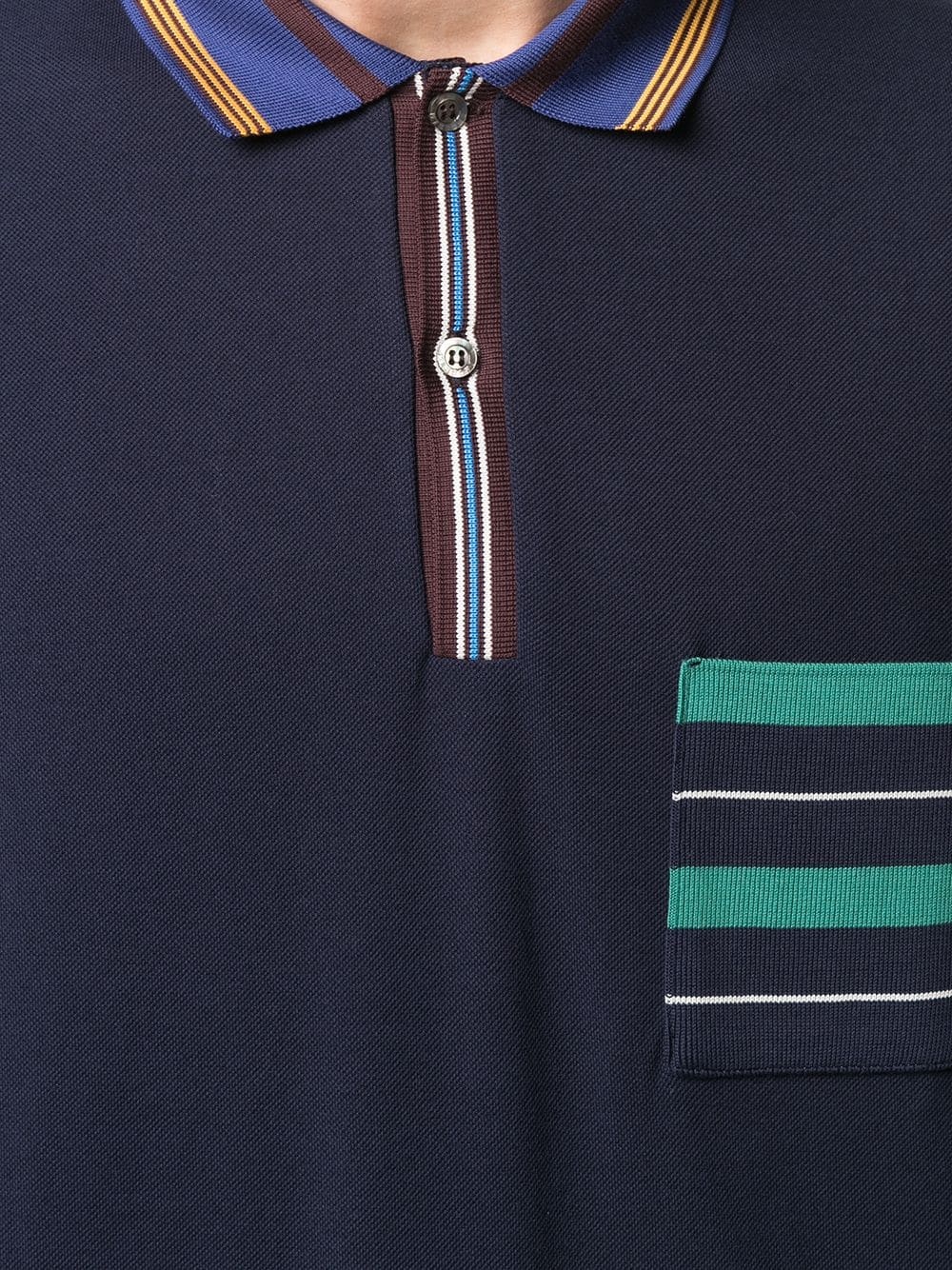 stripe-detailing long-sleeve polo shirt - 5