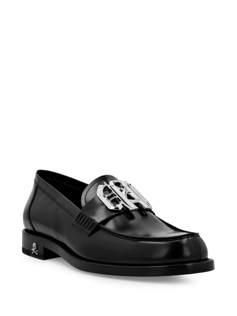 PHILIPP PLEIN logo-plaque leather loafers outlook