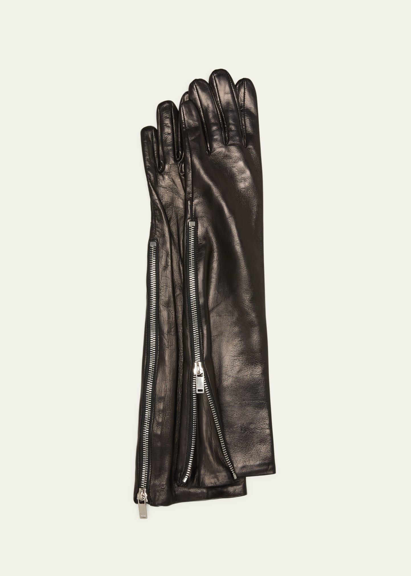 Patent Leather Zip Gloves - 2