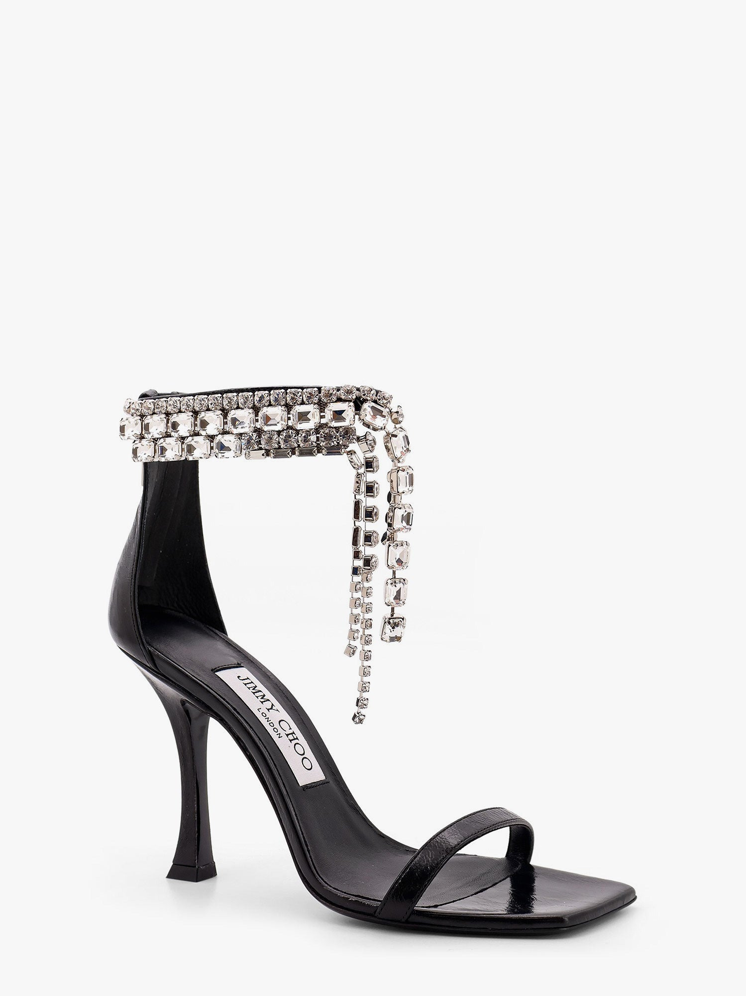 Jimmy Choo Women Black Vintage Leather Sandals With Crystals Detail - 2