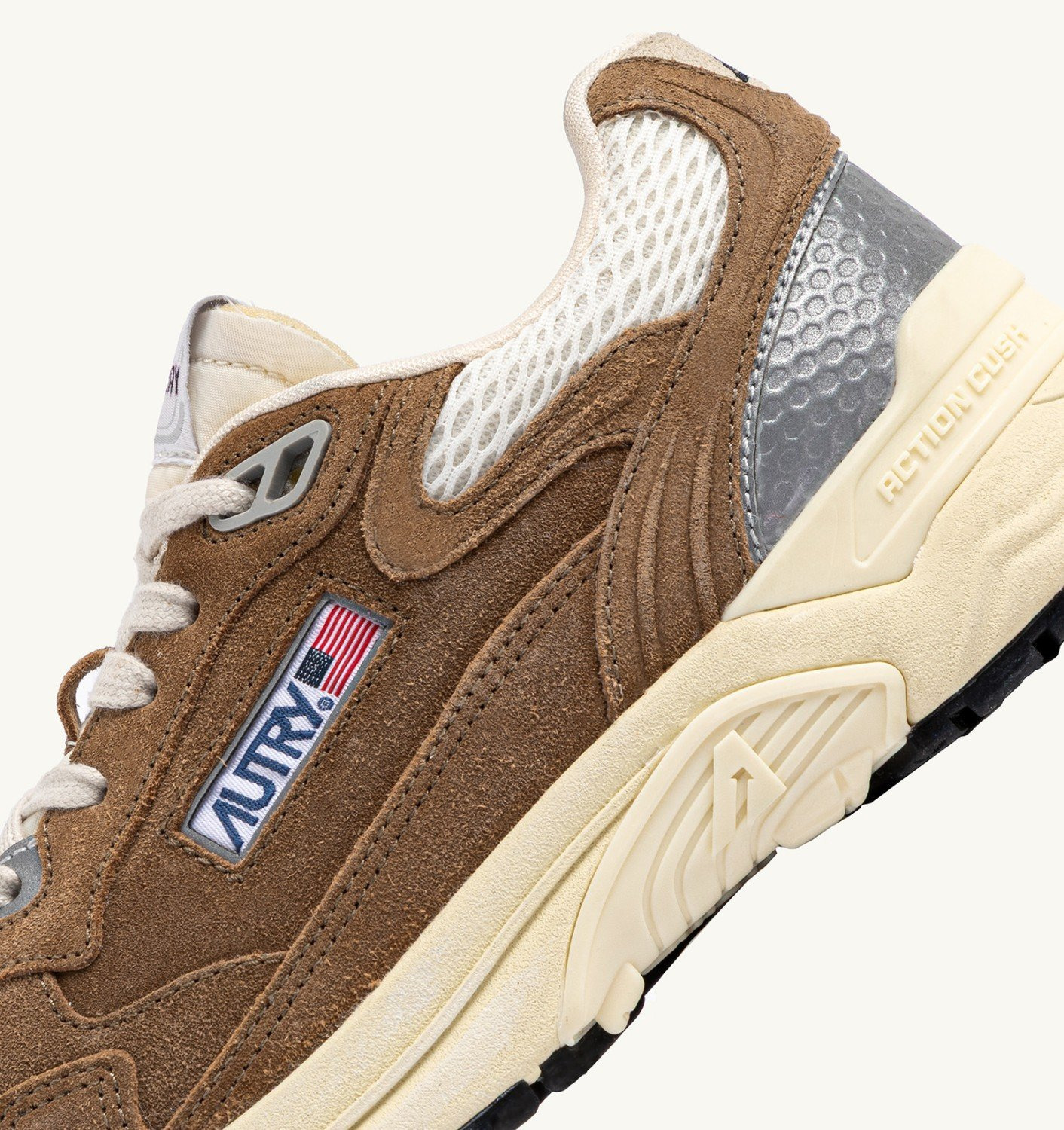 HYPERWAY SNEAKERS IN CIGAR AND SILVER MESH AND SUEDE - 6