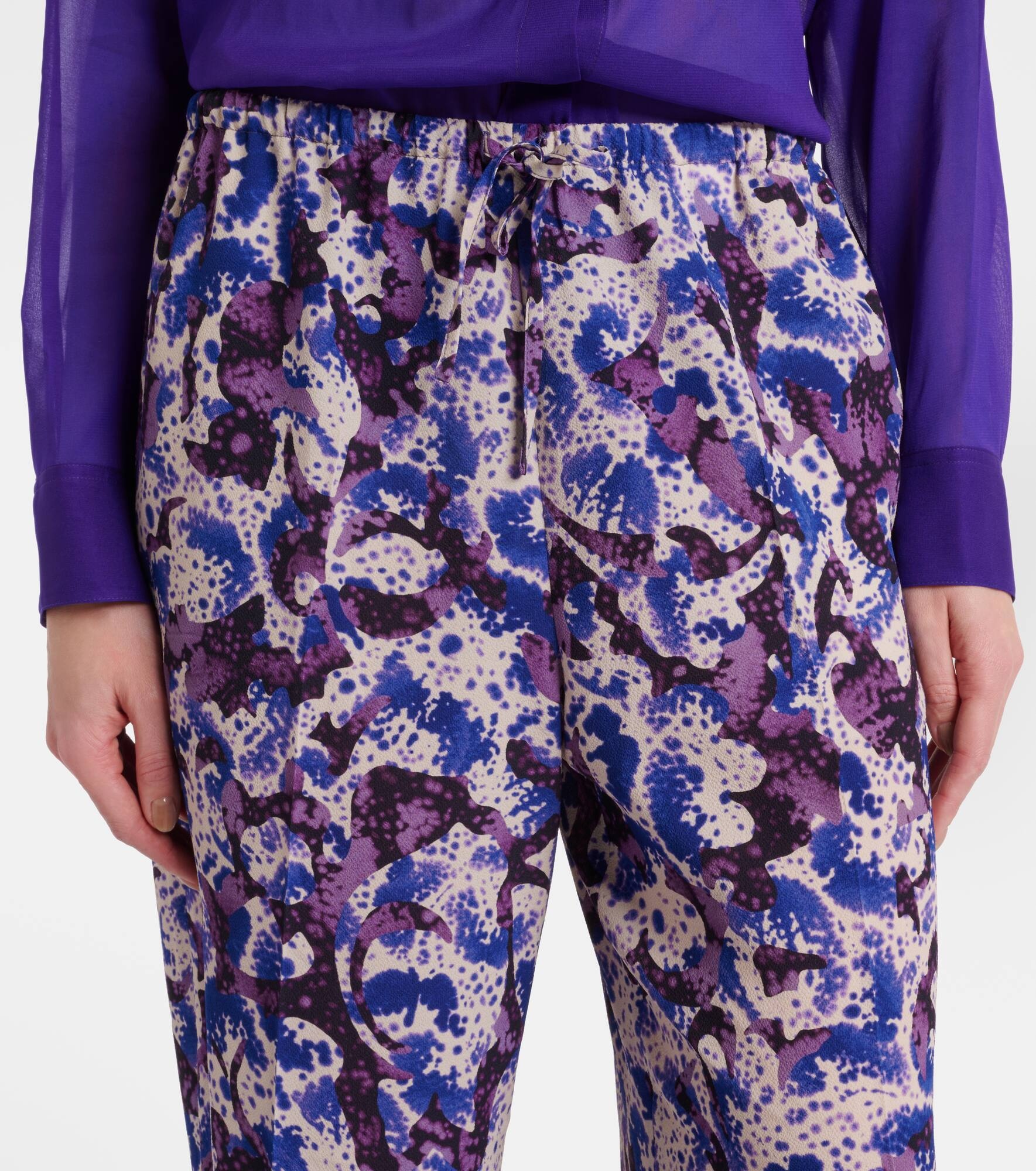 Printed mid-rise crêpe straight pants - 4