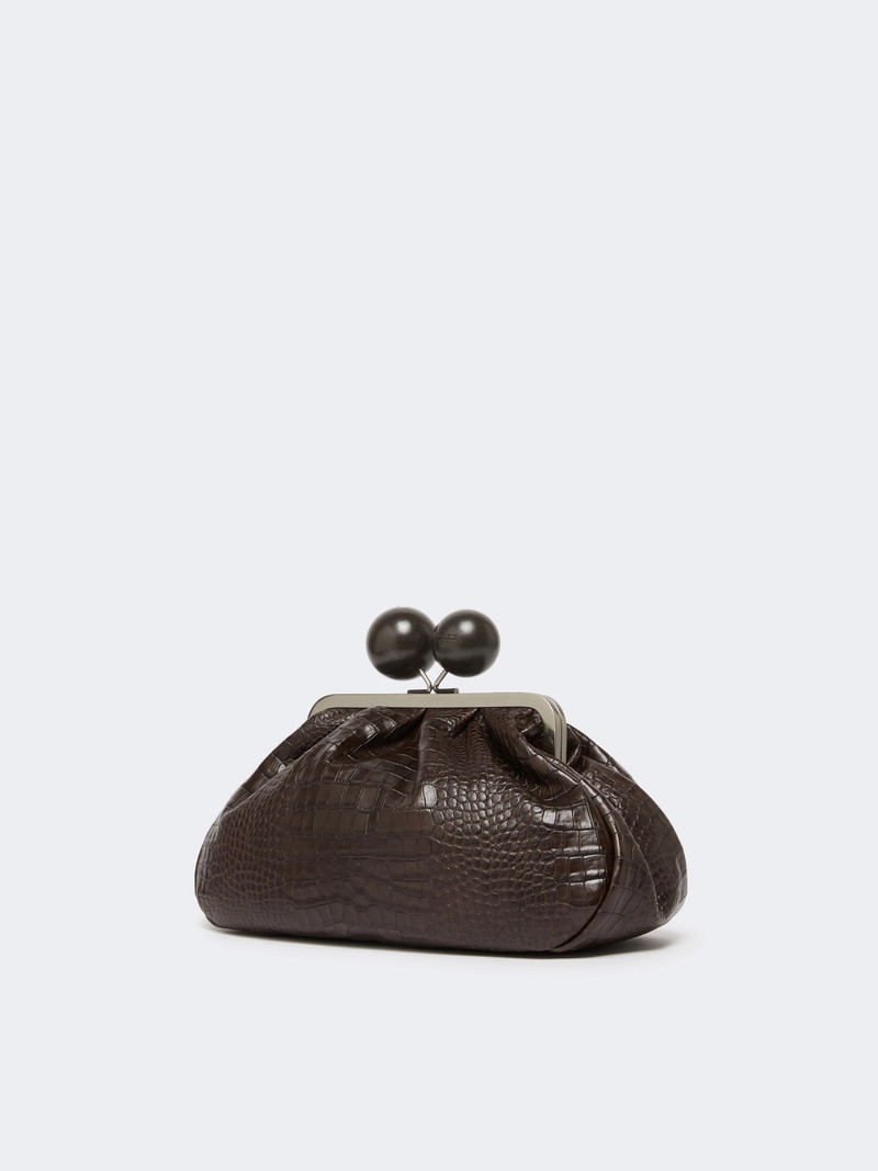 WEEKEND Max Mara Medium crocodile-print leather Pasticcino Bag - DARK BROWN outlook