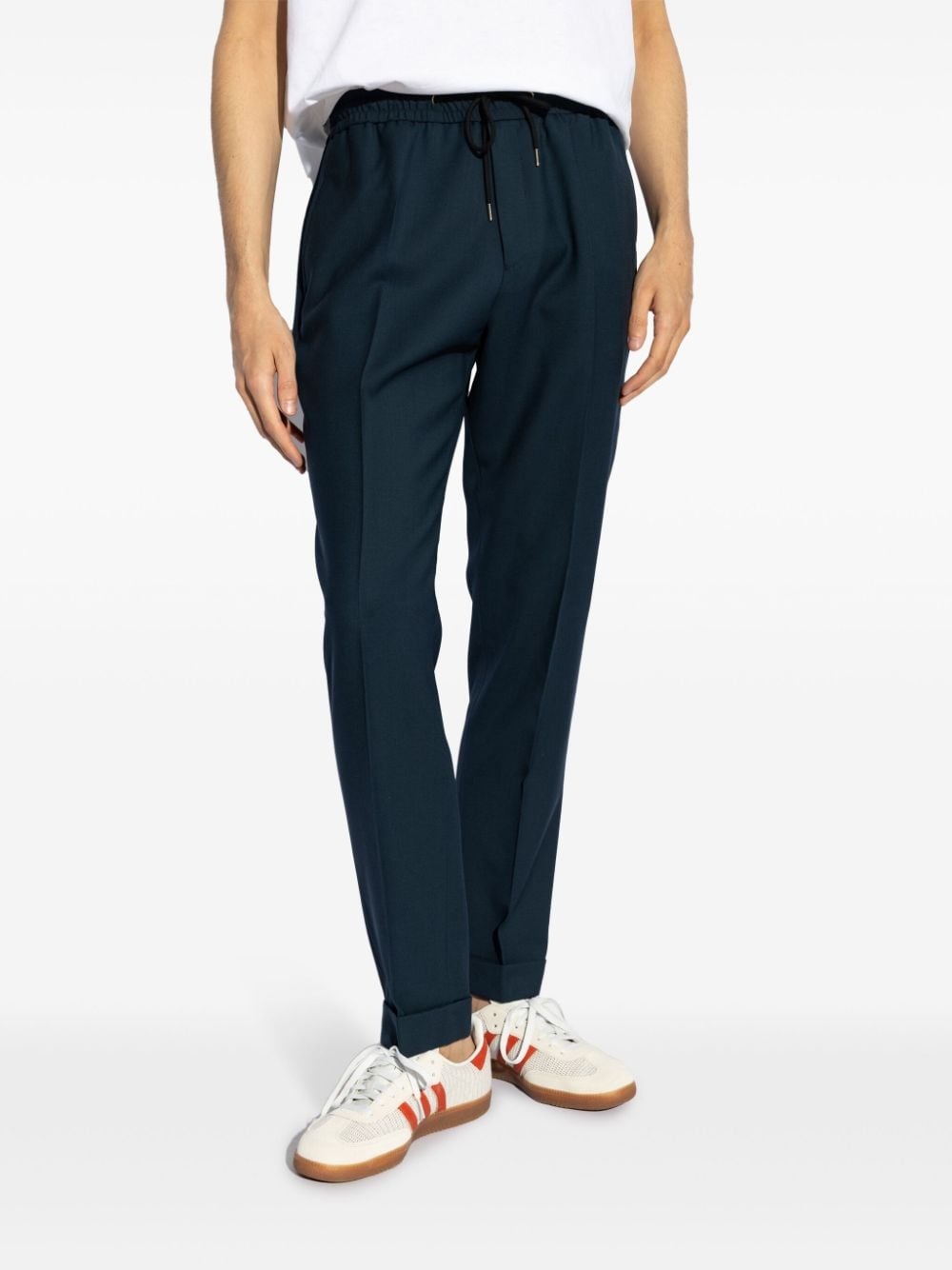 drawstring wool chino trousers - 3