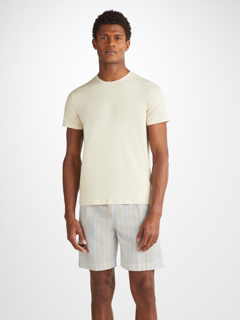 Derek Rose Men's Lounge Shorts Amalfi 20 Cotton Batiste Blue outlook
