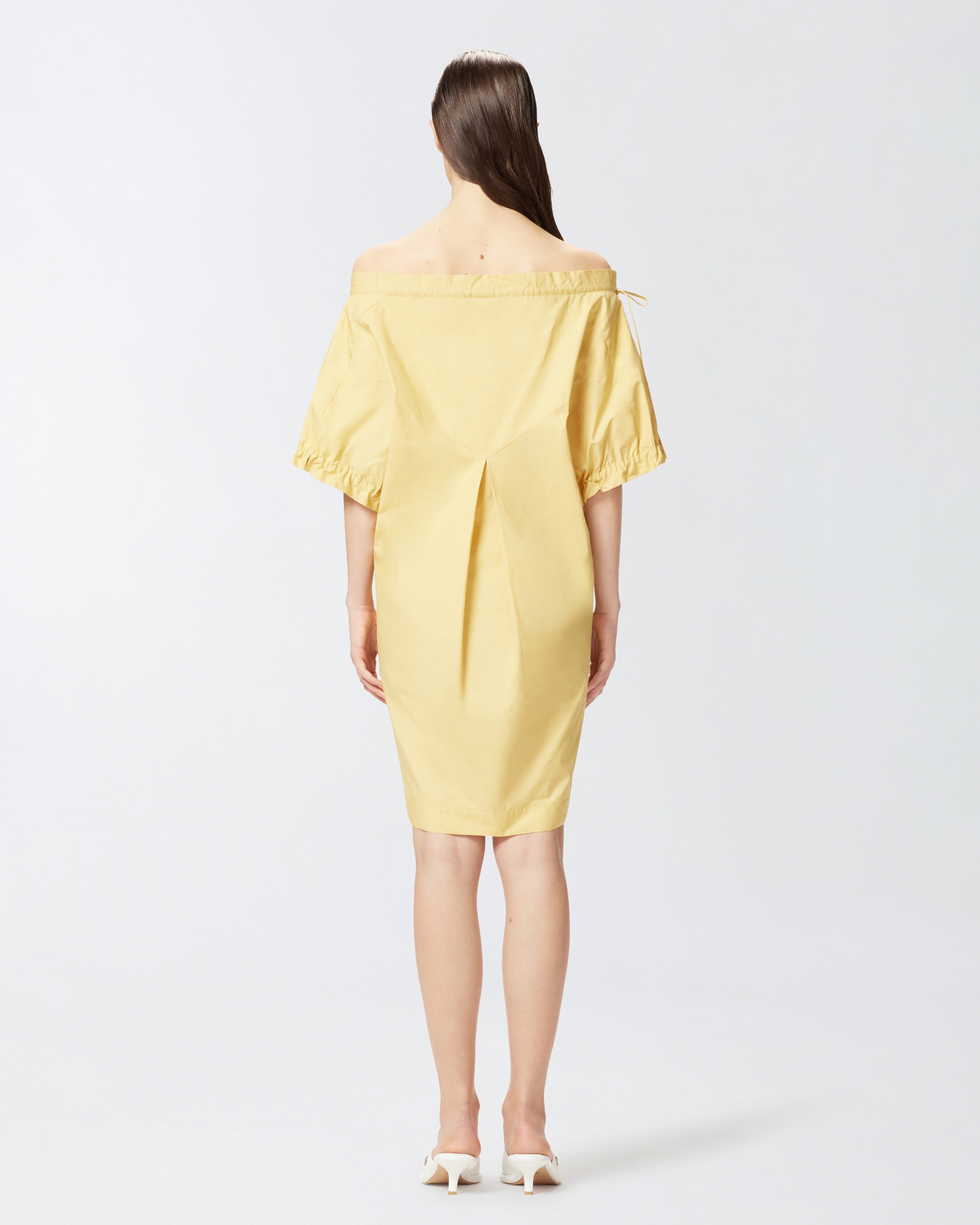 POPLIN MINI DRESS WITH GATHERING AND EYELETS - 4