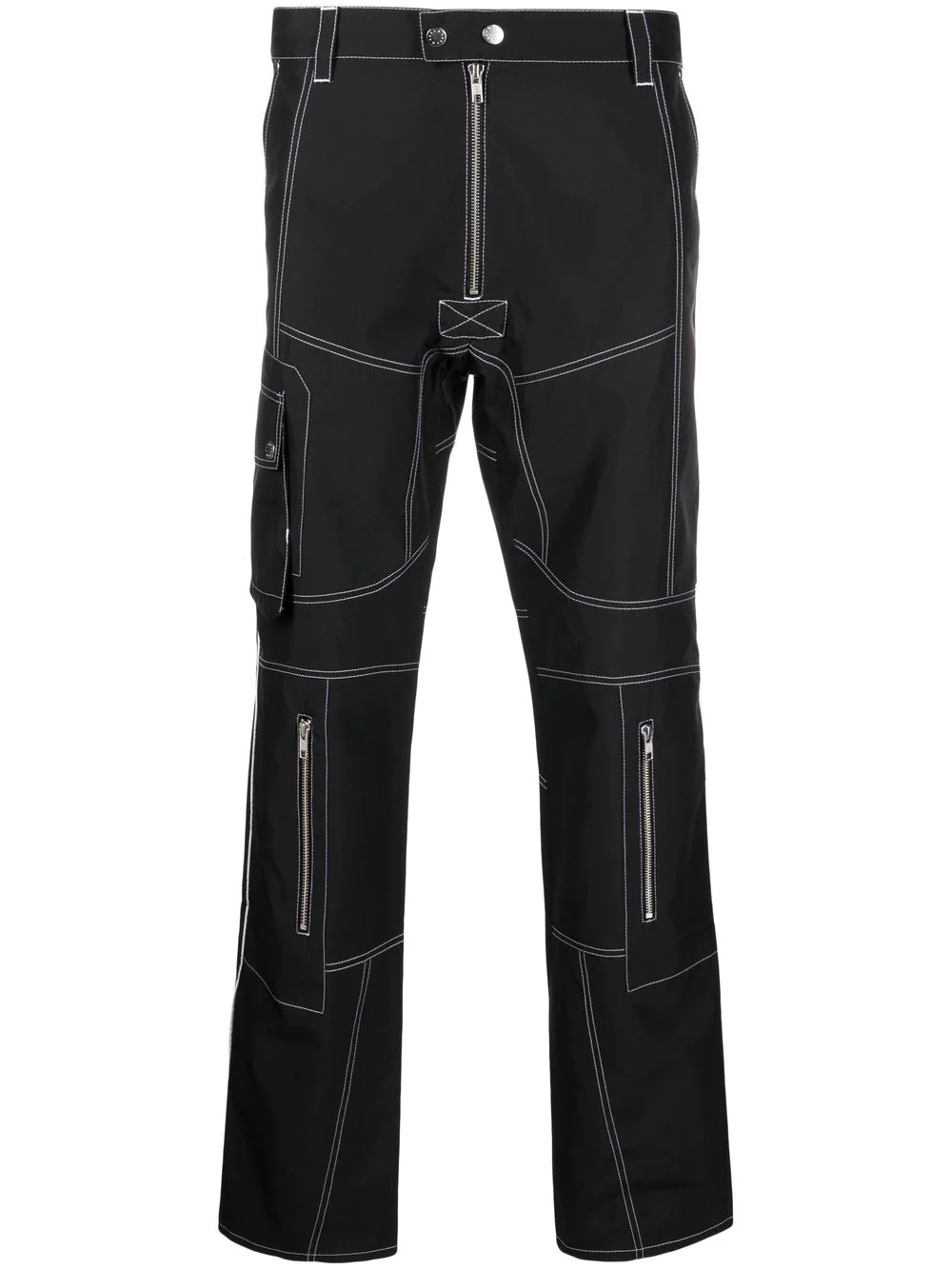 contrast-stitching straight-leg trousers - 1