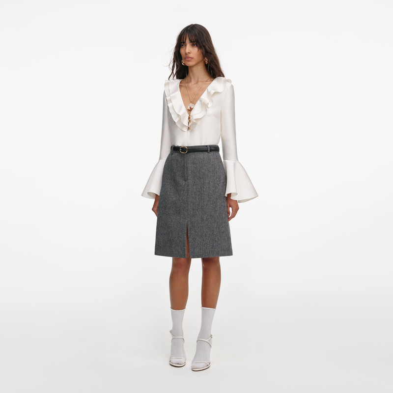 Cream Taffeta Ruffle Top 2
