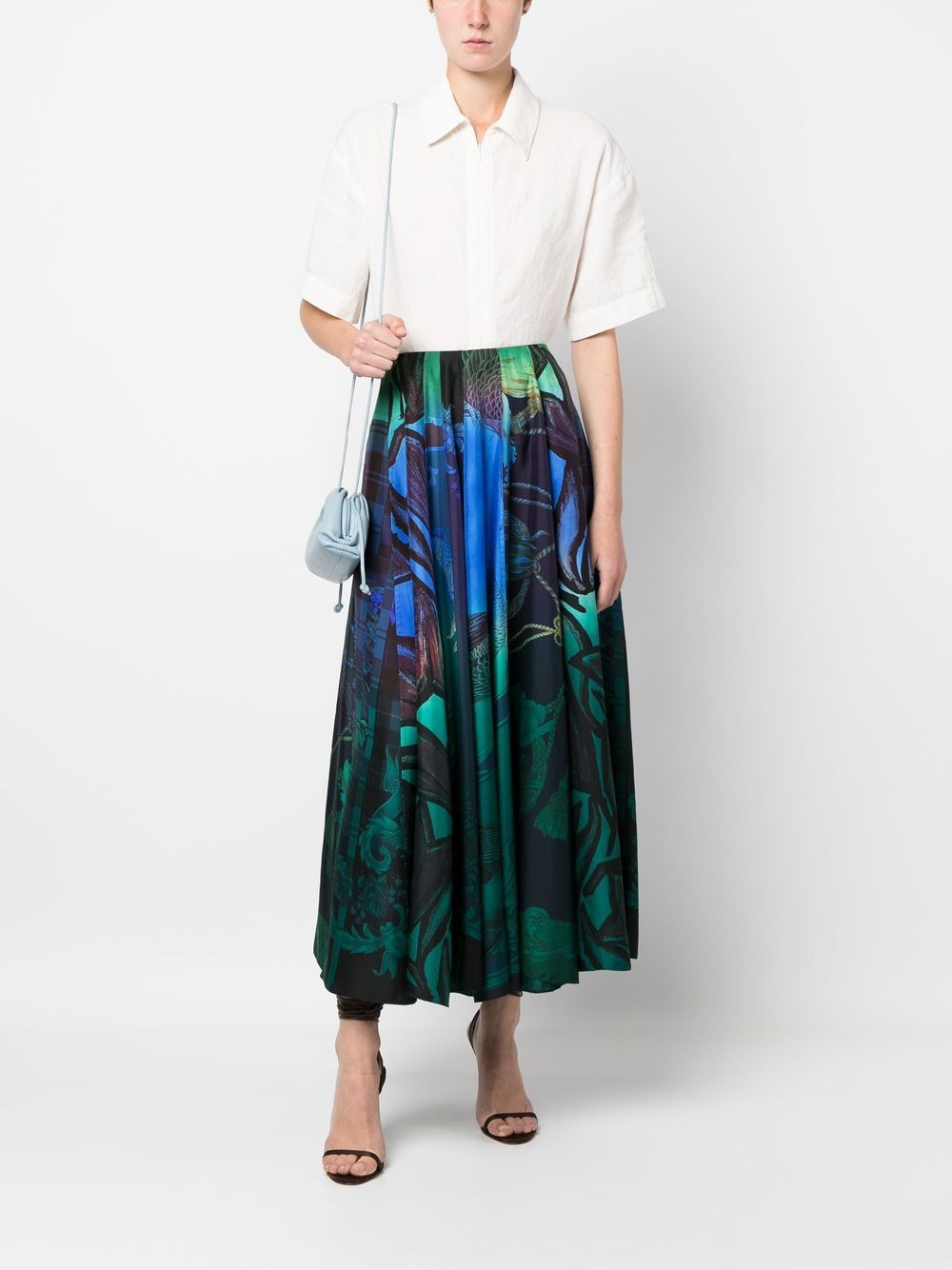 graphic-print silk midi skirt - 2