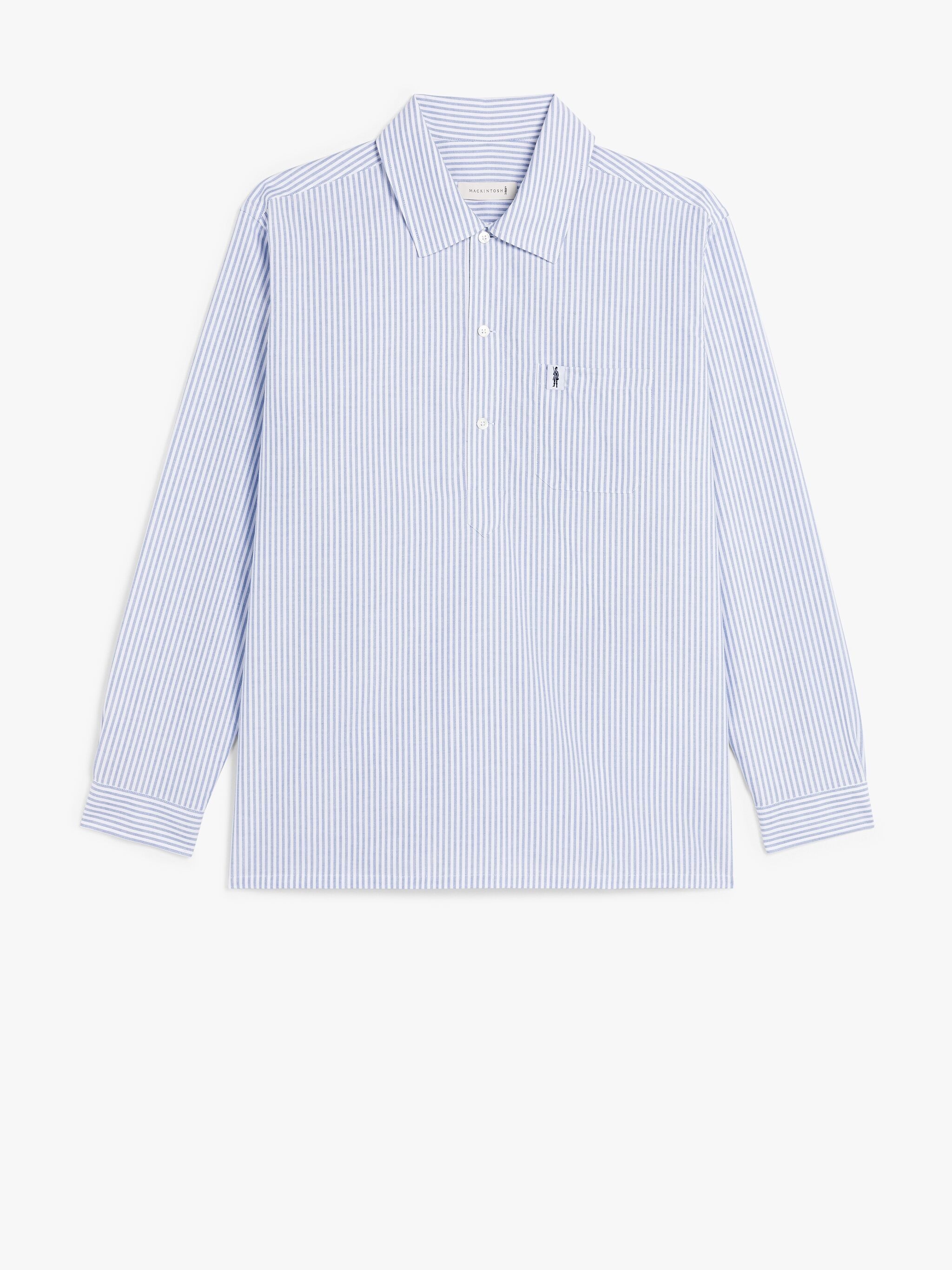 MILITARY NAVY & WHITE STRIPE COTTON SHIRT - 1