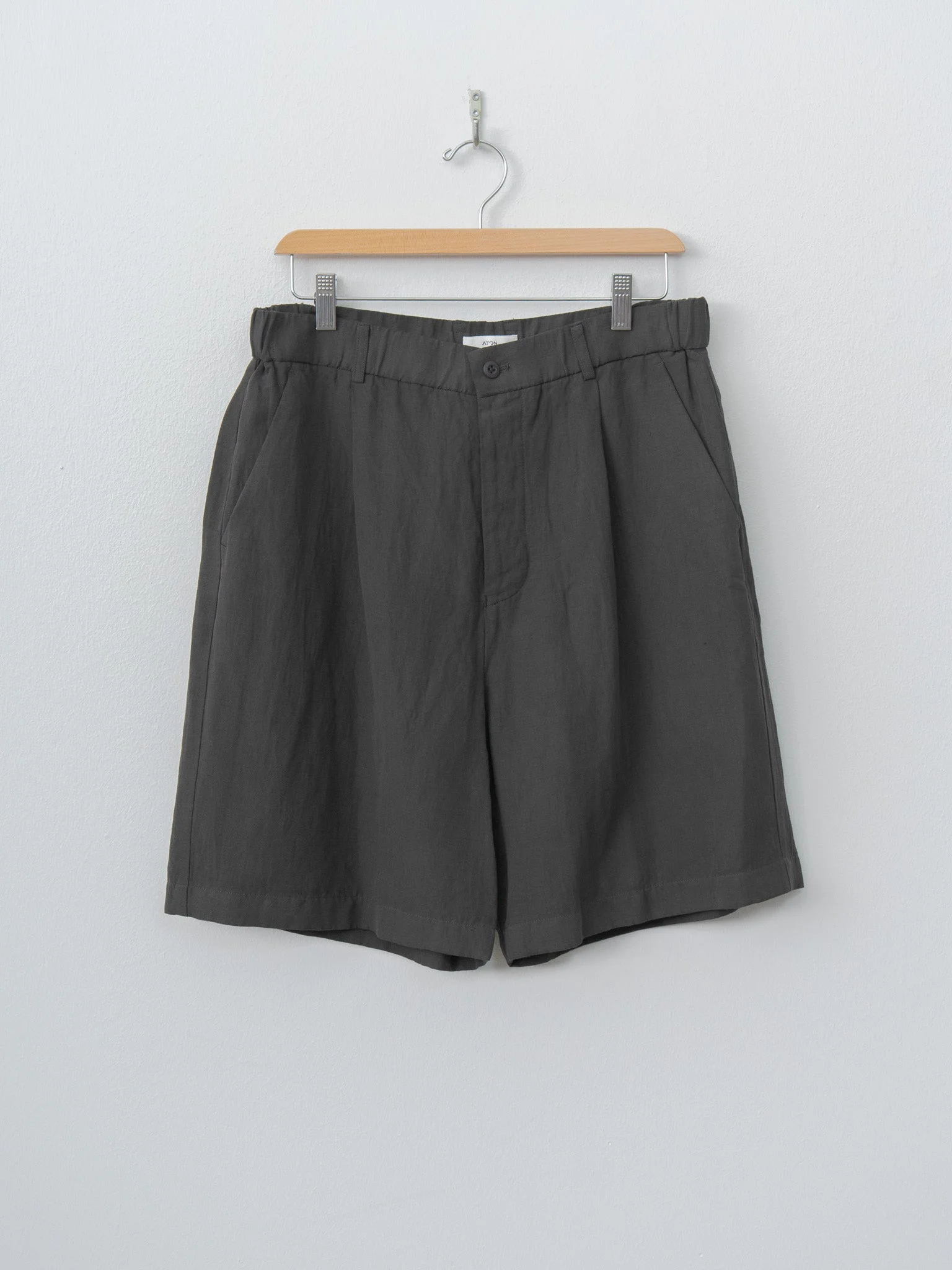Cotton Linen Voile Loose Fit Shorts - Charcoal Gray - 1