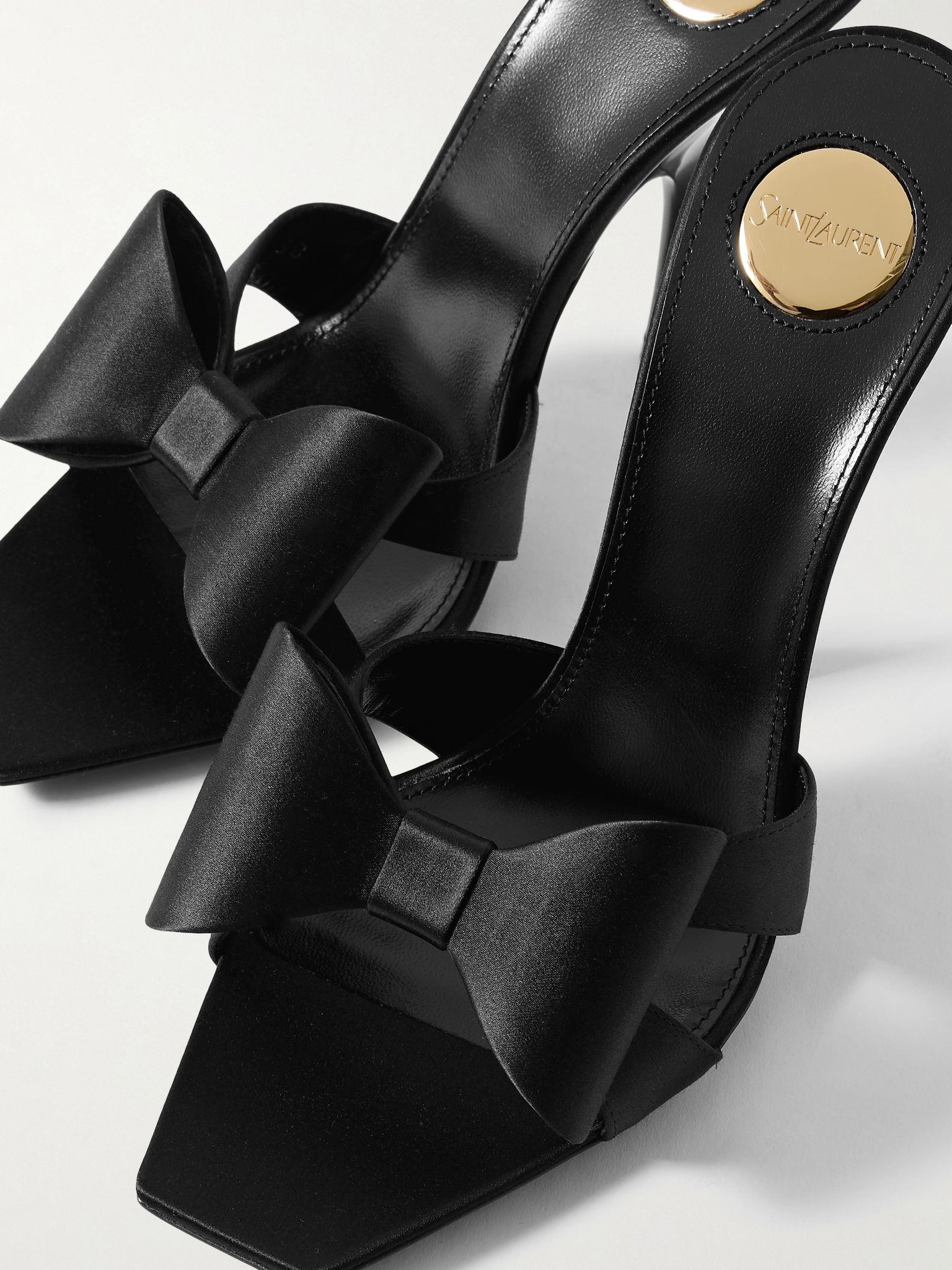 Tuxedo bow-embellished satin mules Black - 4