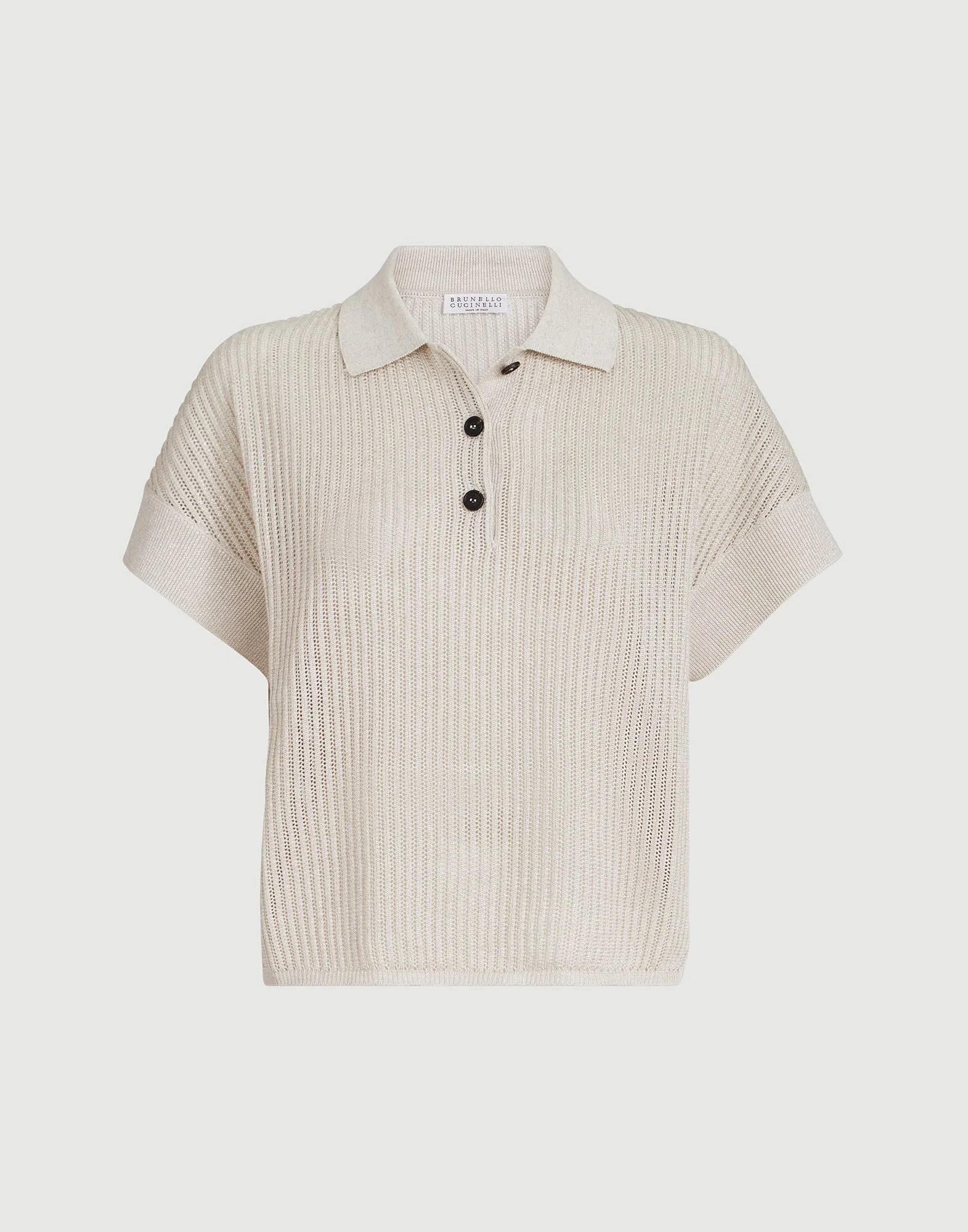 Sparkling cotton ribbed net polo shirt - 1