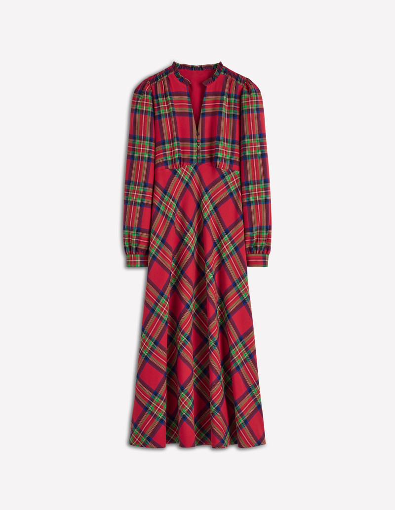 Cassie Check Tea Dress-Red, Blue and Green Check 1