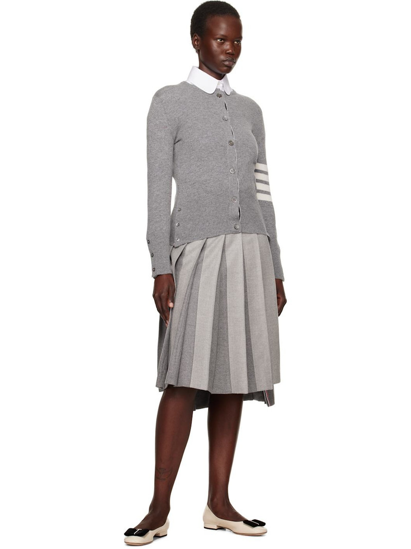 Thom Browne Gray Cashmere 4-Bar Classic Crew Neck Cardigan outlook