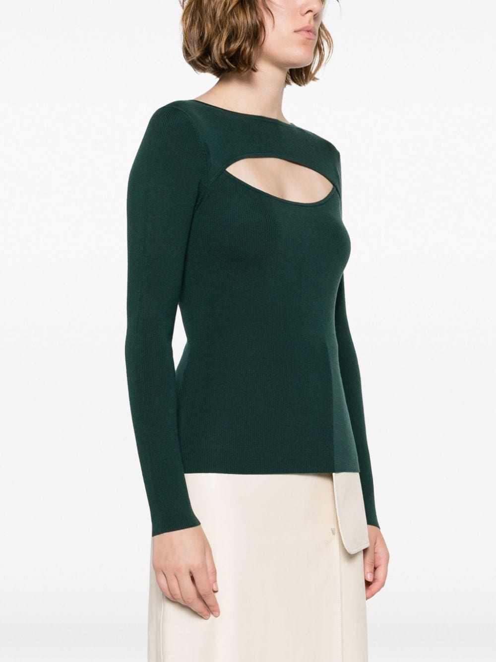cut-out slash-neck top - 3