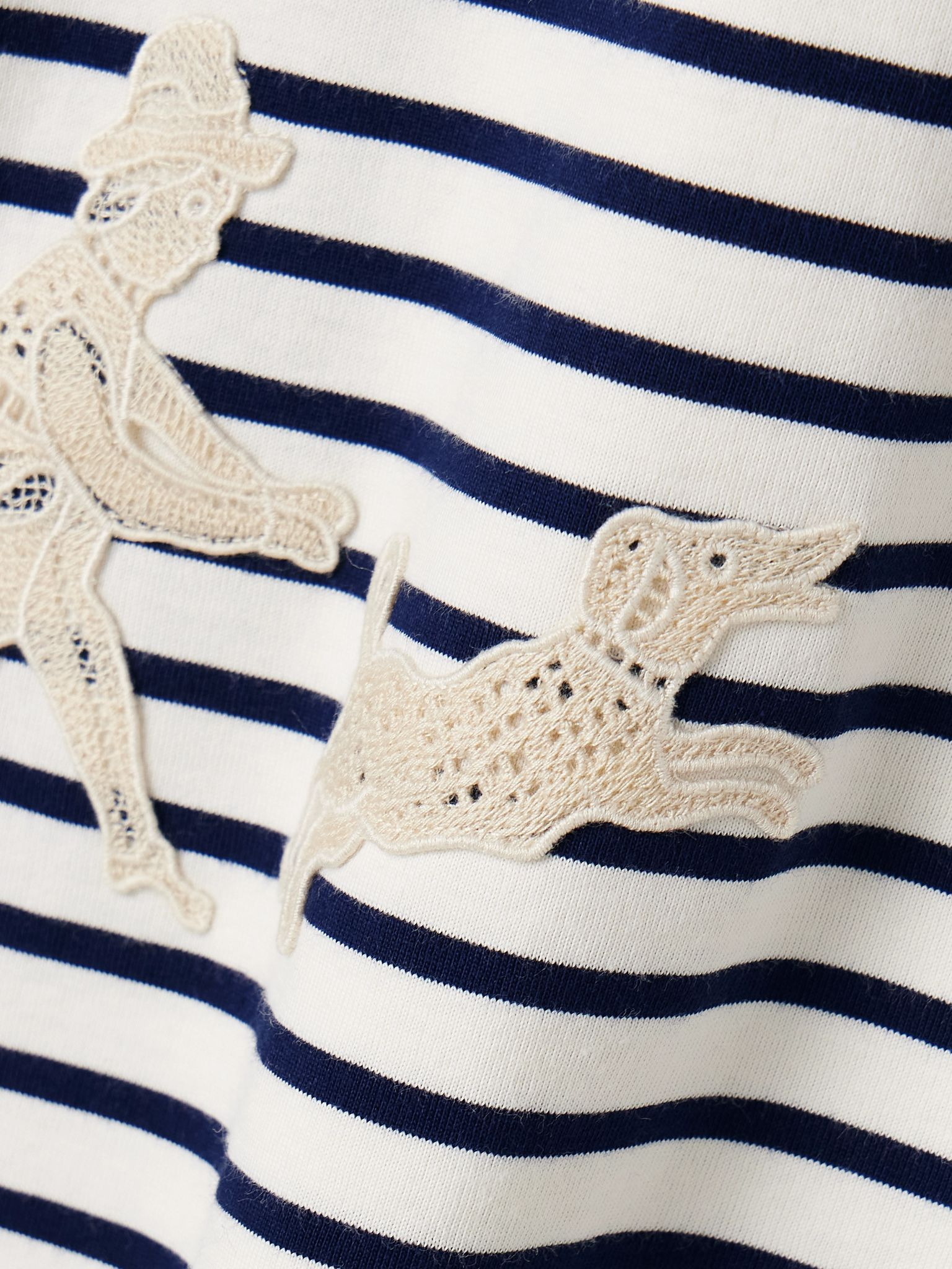 Athena appliquéd embroidered striped cotton-jersey T-shirt White - 5