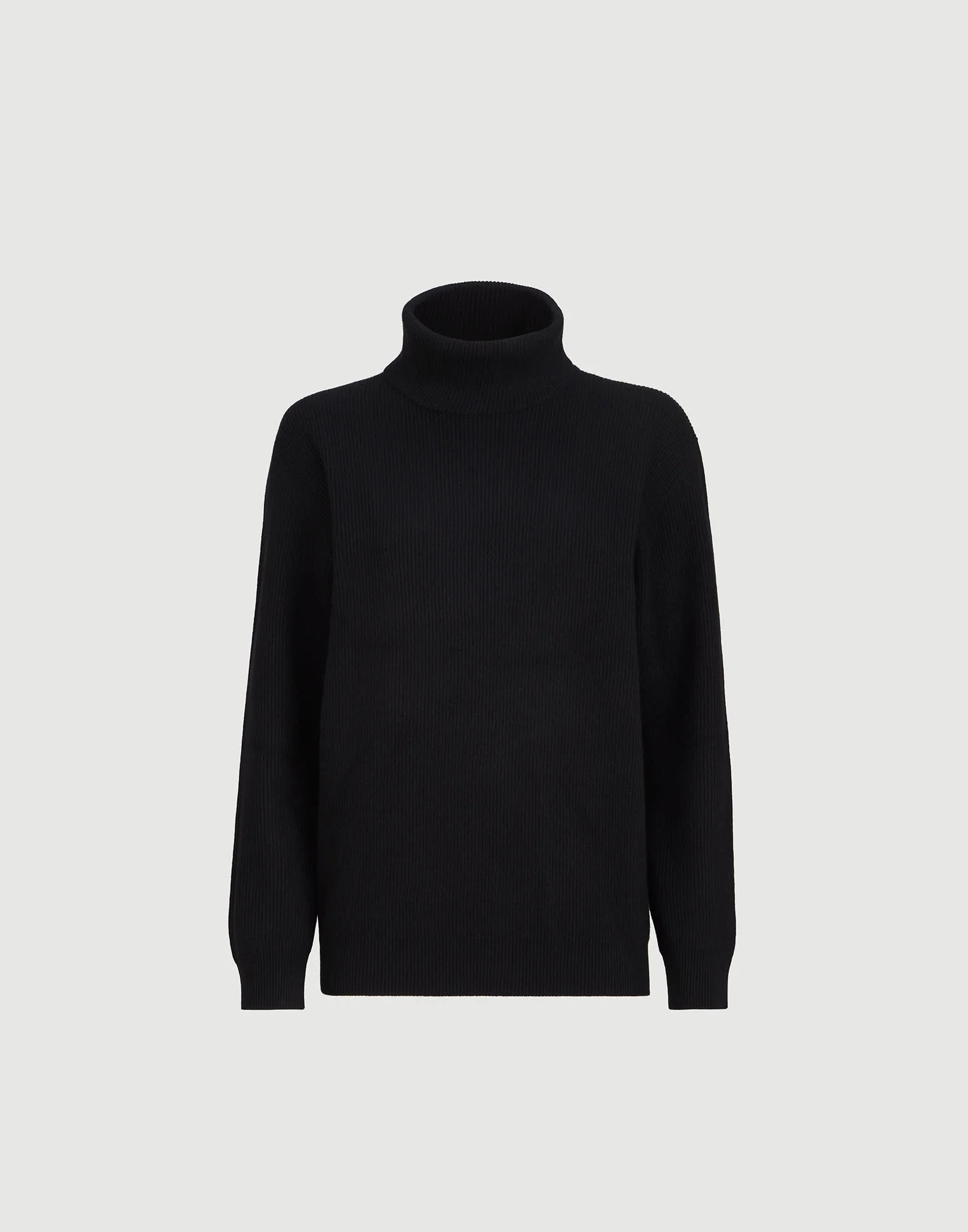 Cashmere English rib turtleneck sweater with monili - 1