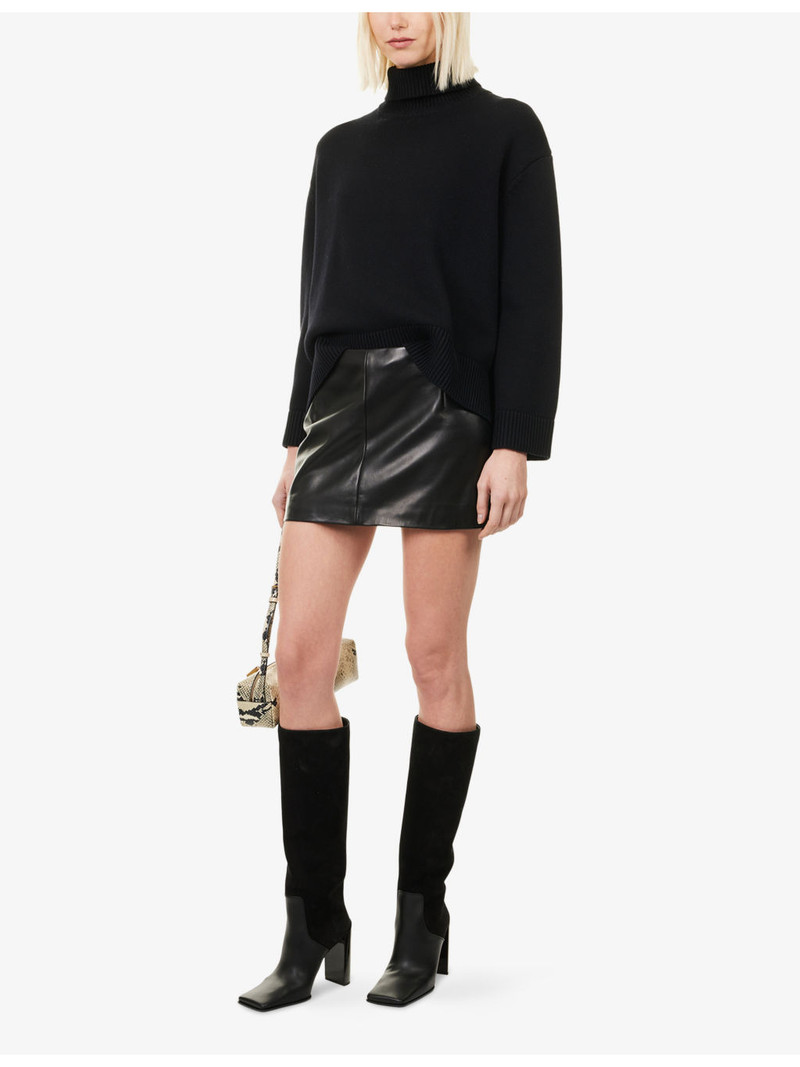 NOUR HAMMOUR Avery Mid-Waist Leather Mini Skirt outlook