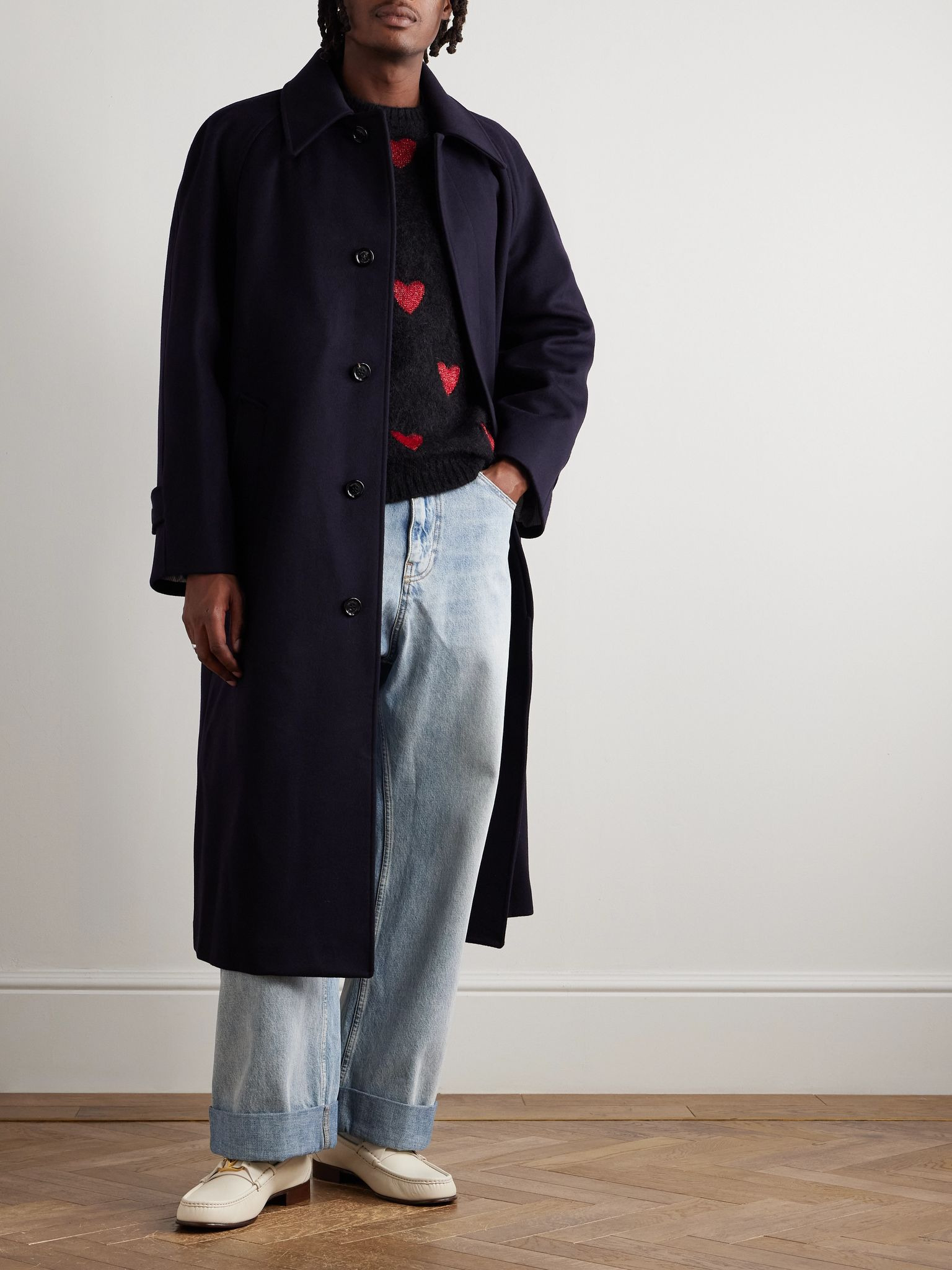 Oversized Wool and Cashmere-Blend Coat Navy - 2