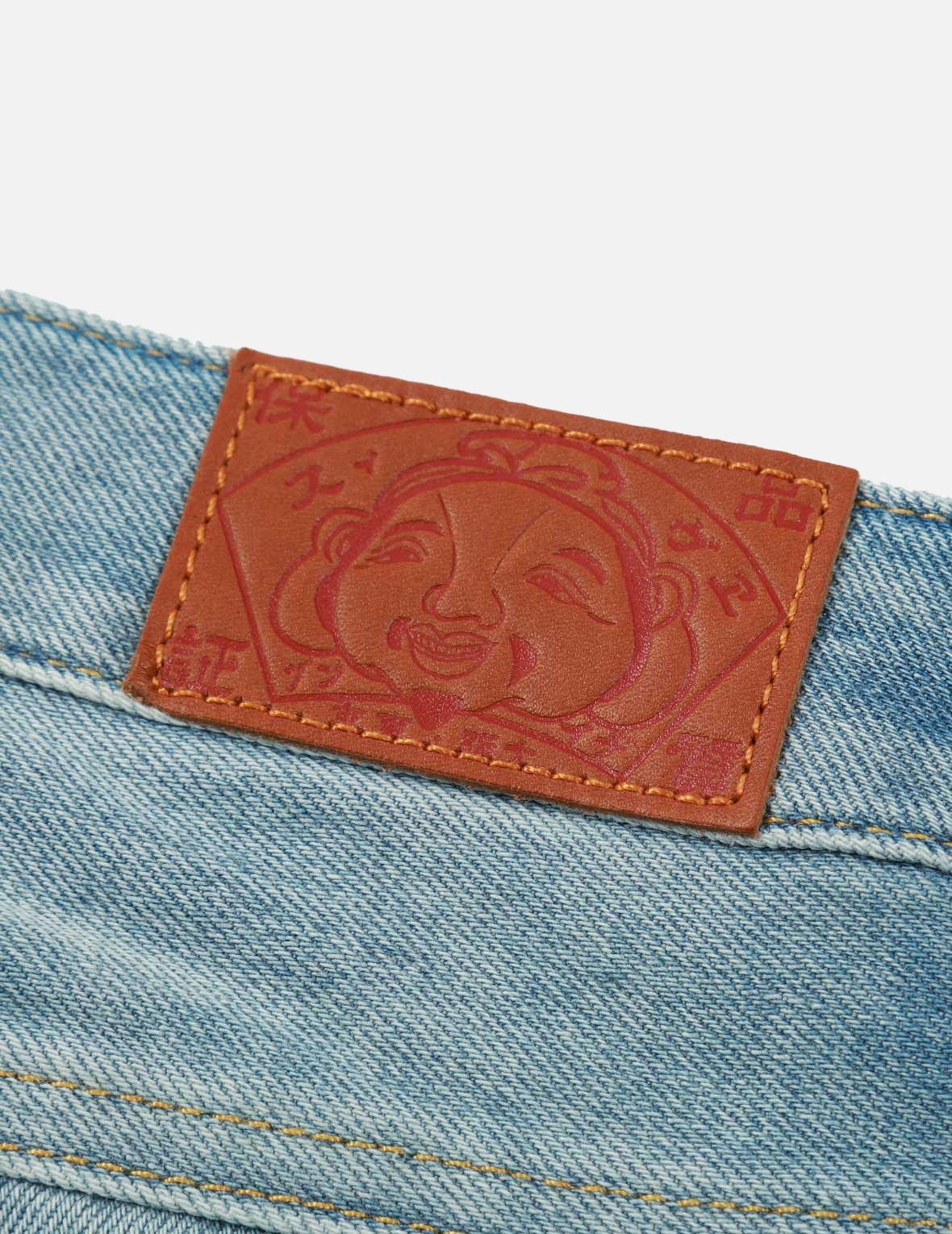 GRAFFITI DARUMA DAICOCK PRINT DENIM TAPER JEANS - 12