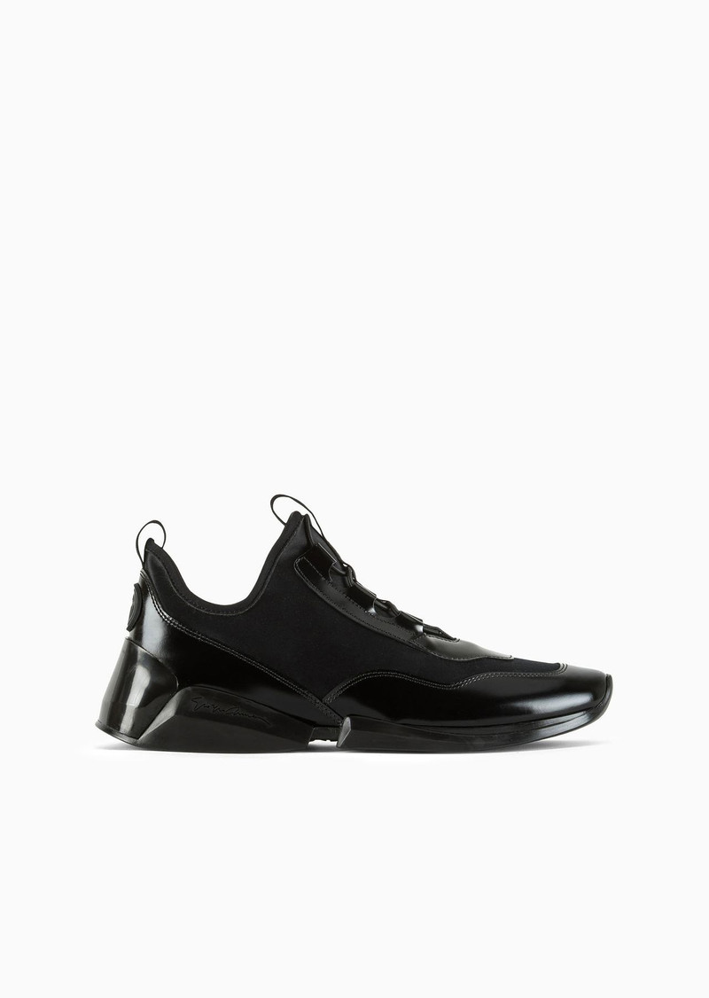 Glossy calfskin and nylon sneakers 1
