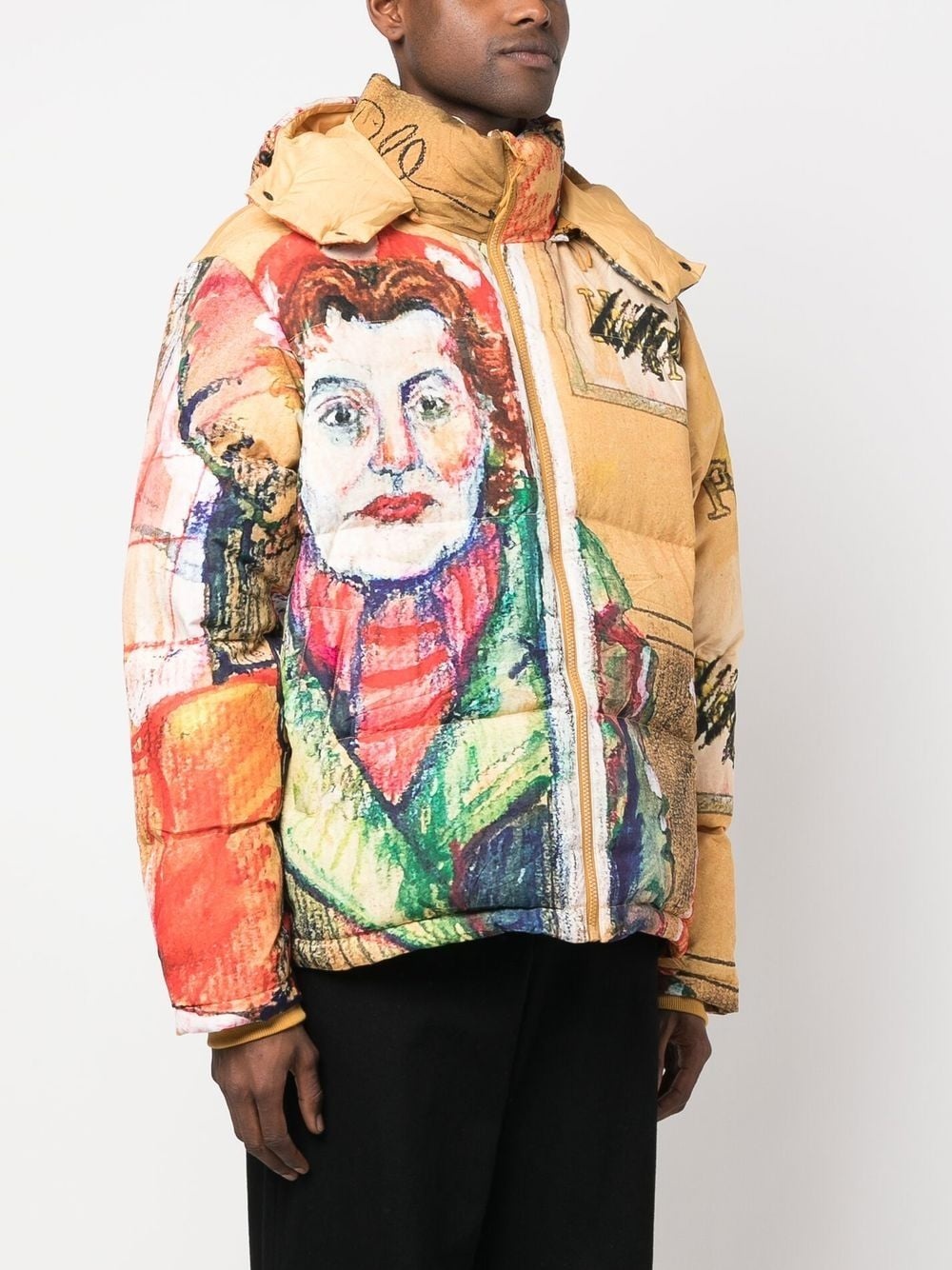 graphic print hooded puffer jacket - 3