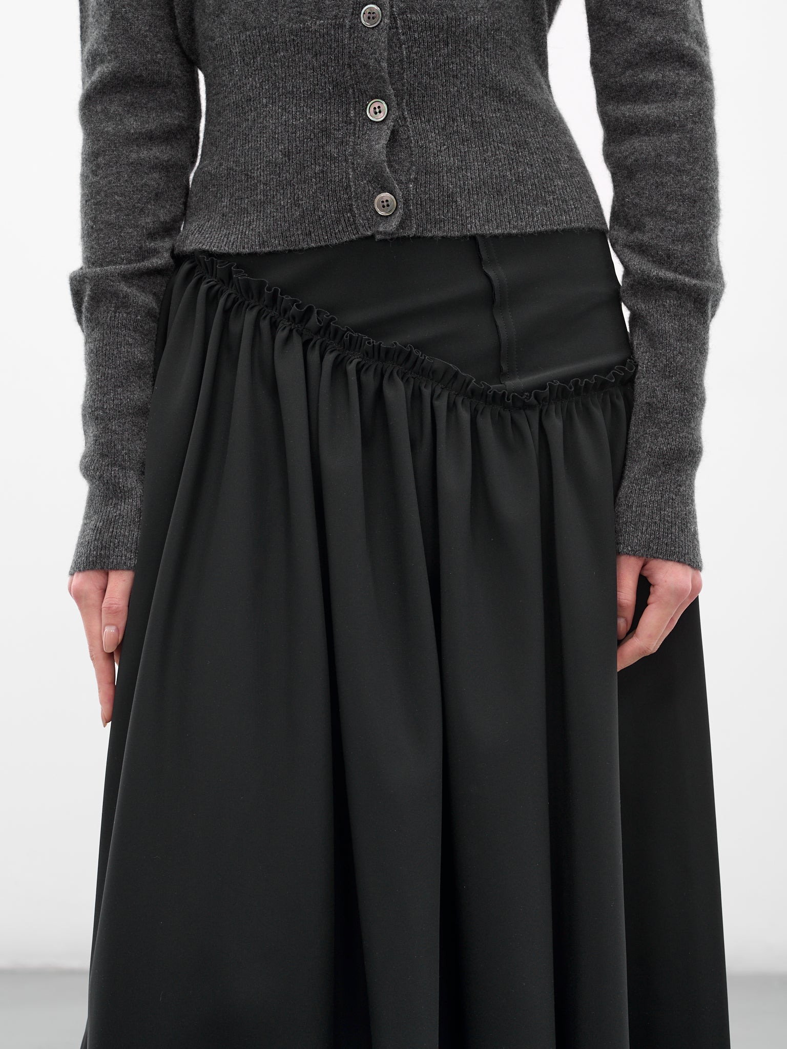 Black Asymmetric Gown Maxi Skrit - 5