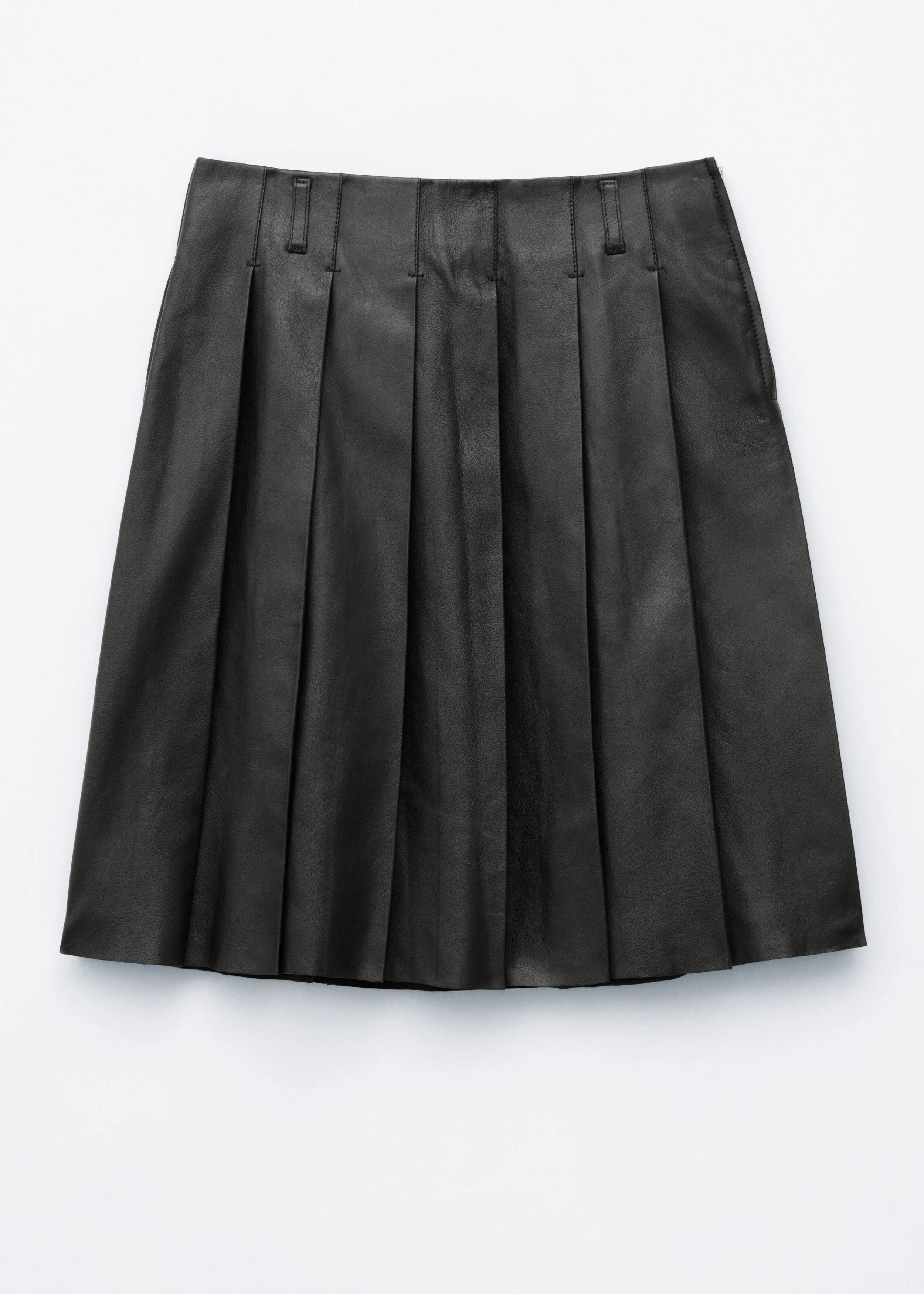 Pleated Leather Skirt - 1