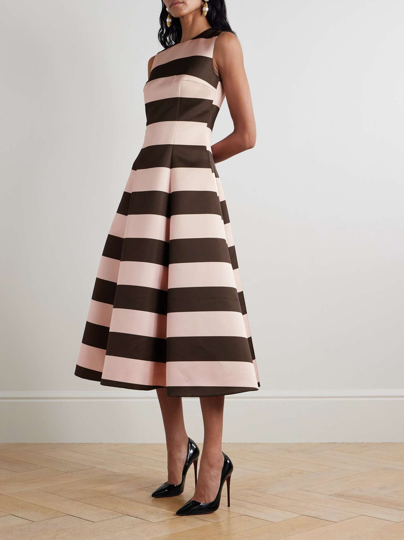 EMILIA WICKSTEAD Mara striped duchesse-satin midi dress Pink outlook