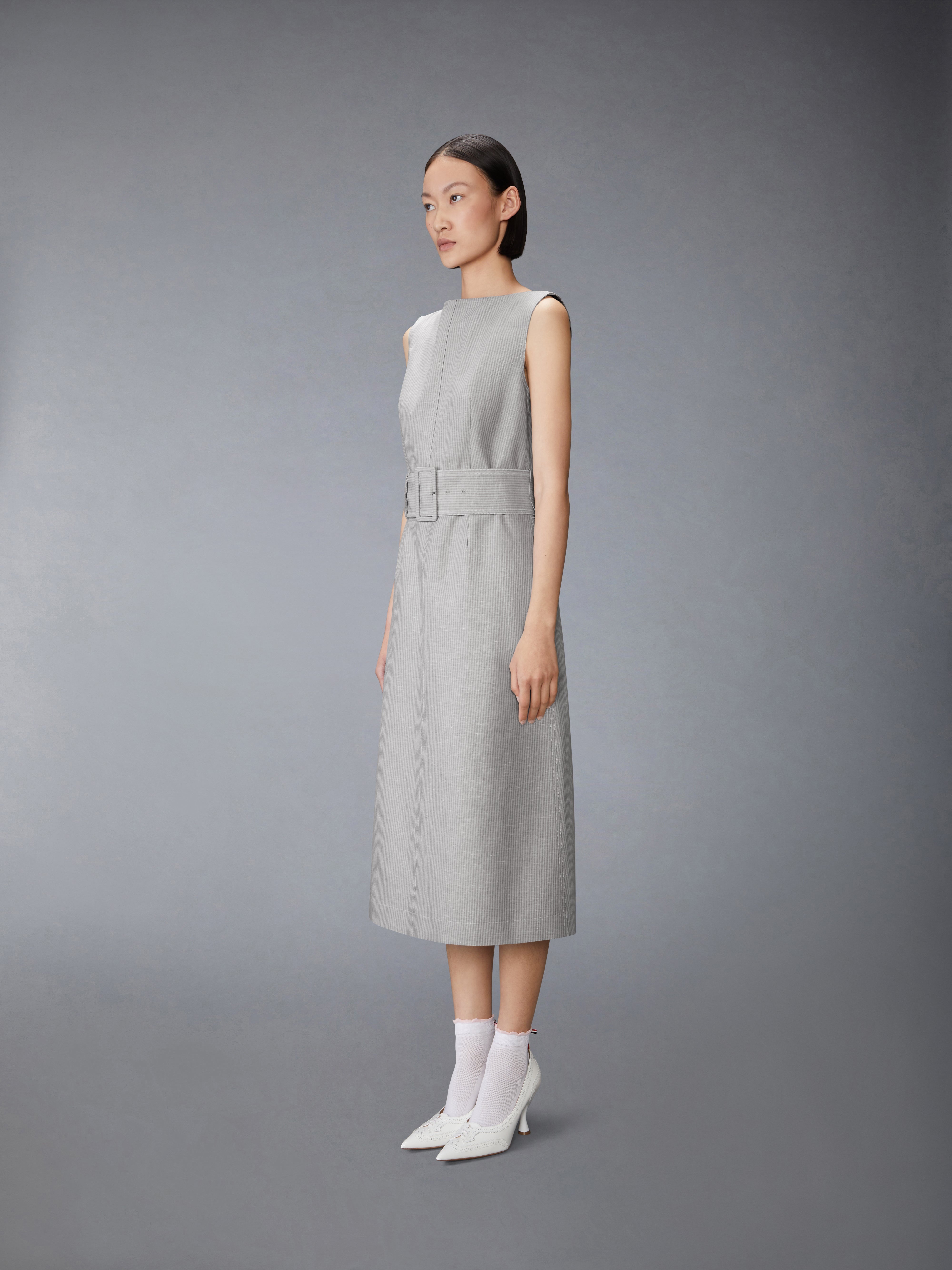 TONAL UNIVERSITY STRIPE BOAT NECK DRESS - 3