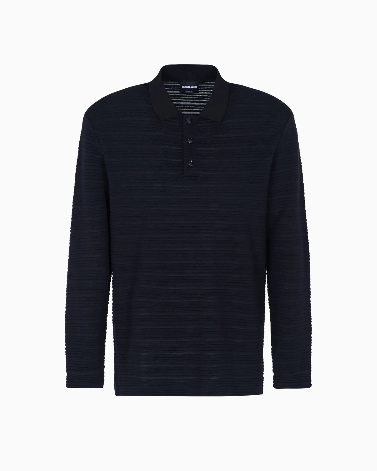 LONG-SLEEVED POLO SHIRT IN WOOL JERSEY WITH A STRIPE MOTIF - 1