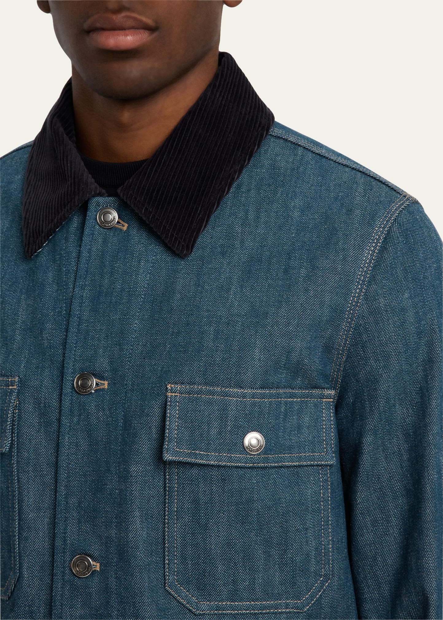 Men's Conley Corduroy-Collar Denim Blouson - 4