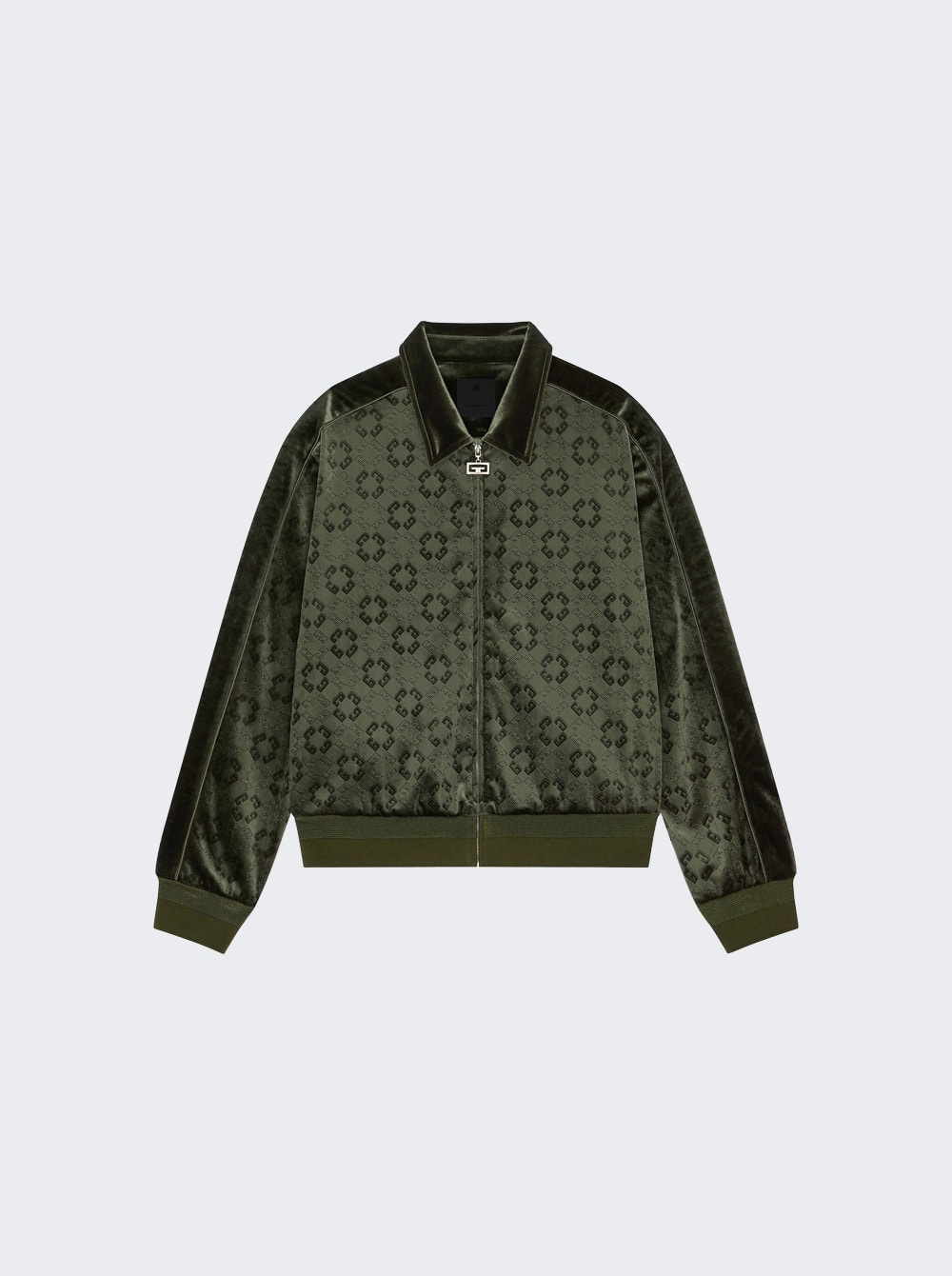 Velvet Blouson With Piping Detail Green - 1