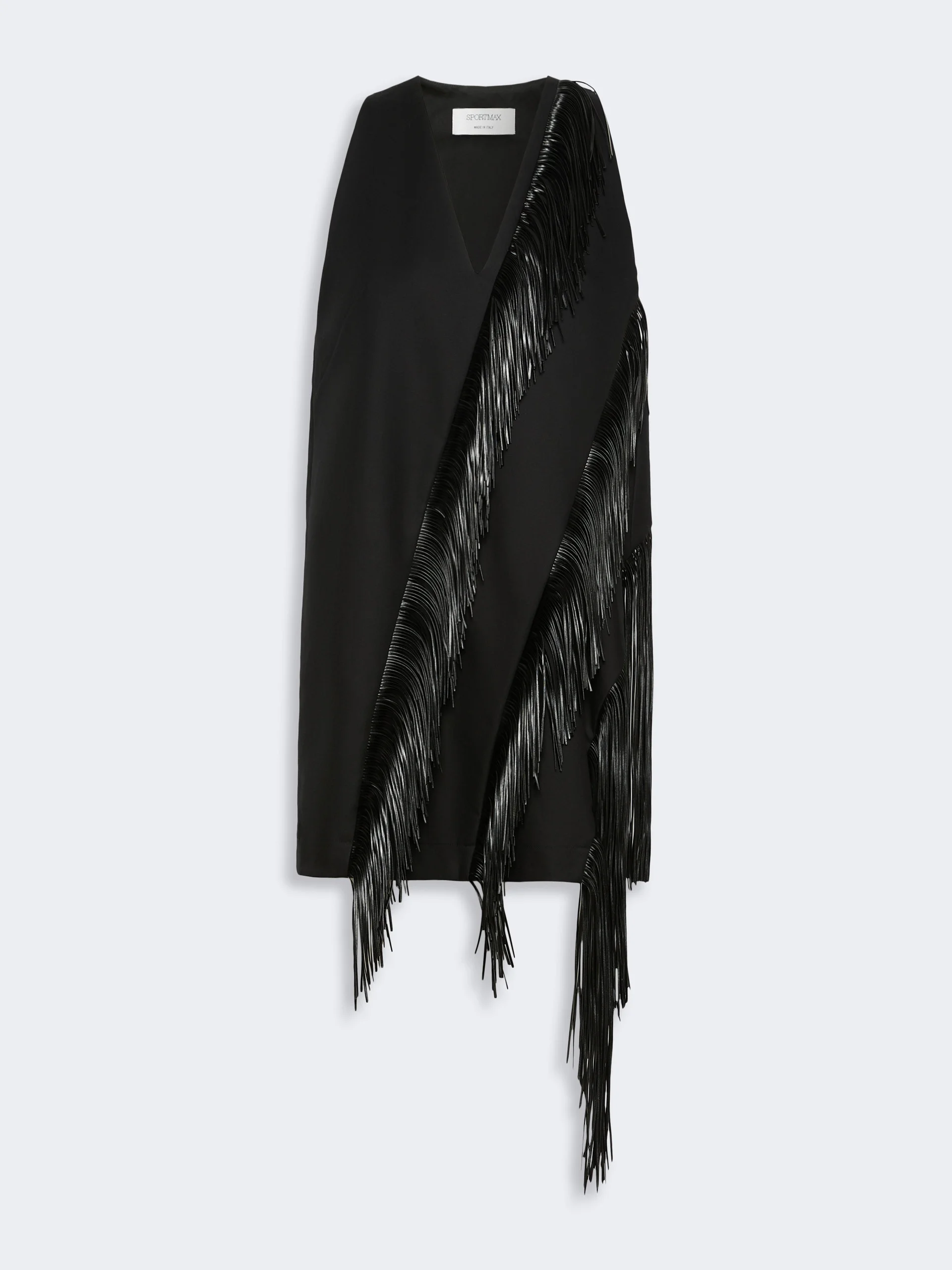 GALOSCE Fringed twill mini dress - BLACK - 1