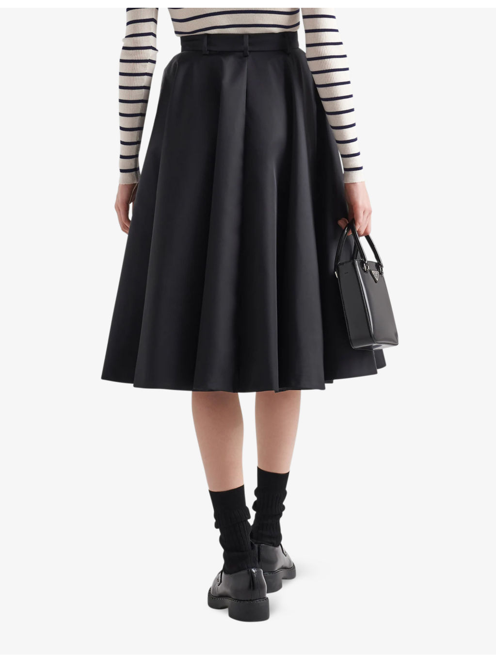 Re-Nylon logo-plaque high-rise pleated skirt - 4