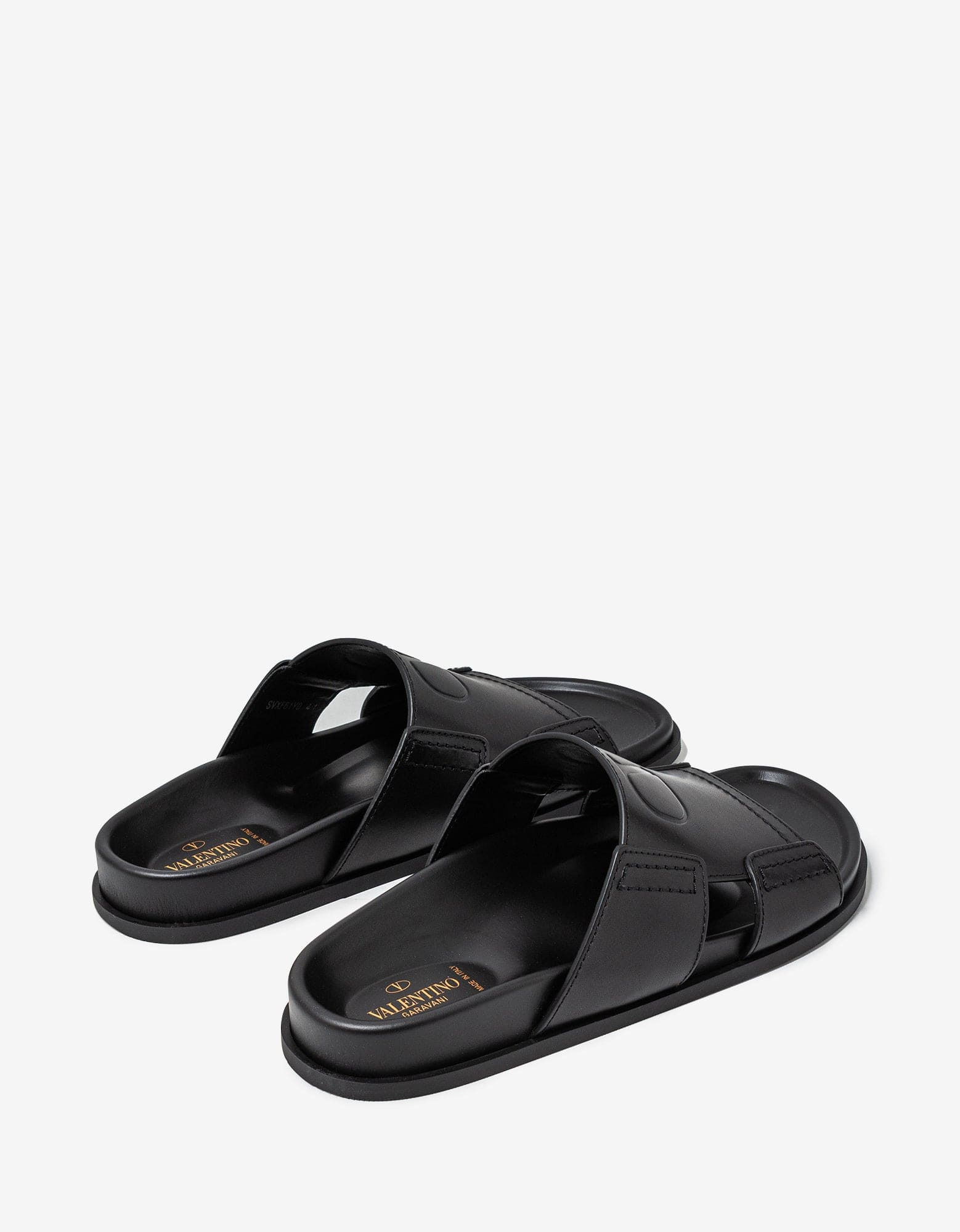 Valentino Black VLogo Leather Sandals - 7
